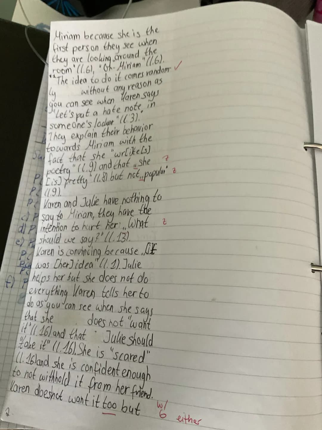 caught in a nightmare. One day, 2
everything was fine, the next
day I found the note in my
locker and suddenly everything 2
changed. Everyon