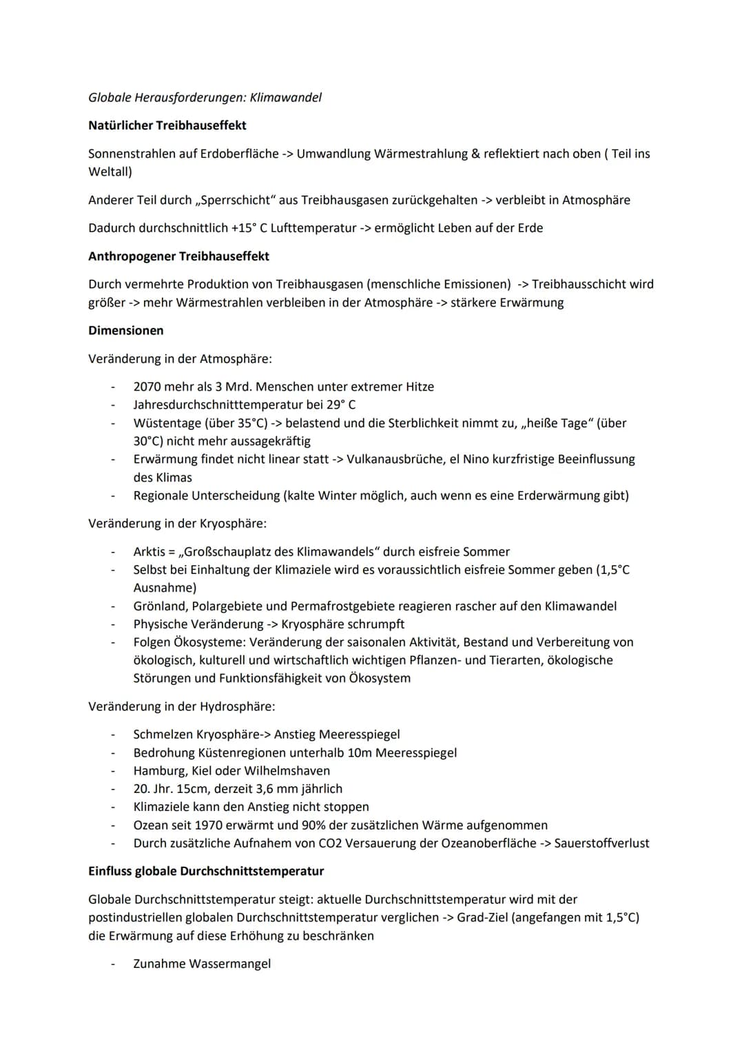 # Globale Herausforderungen: Klimawandel
## Natürlicher Treibhauseffekt
- Sonnenstrahlen auf Erdoberfläche -> Umwandlung Wärmestrahlung &