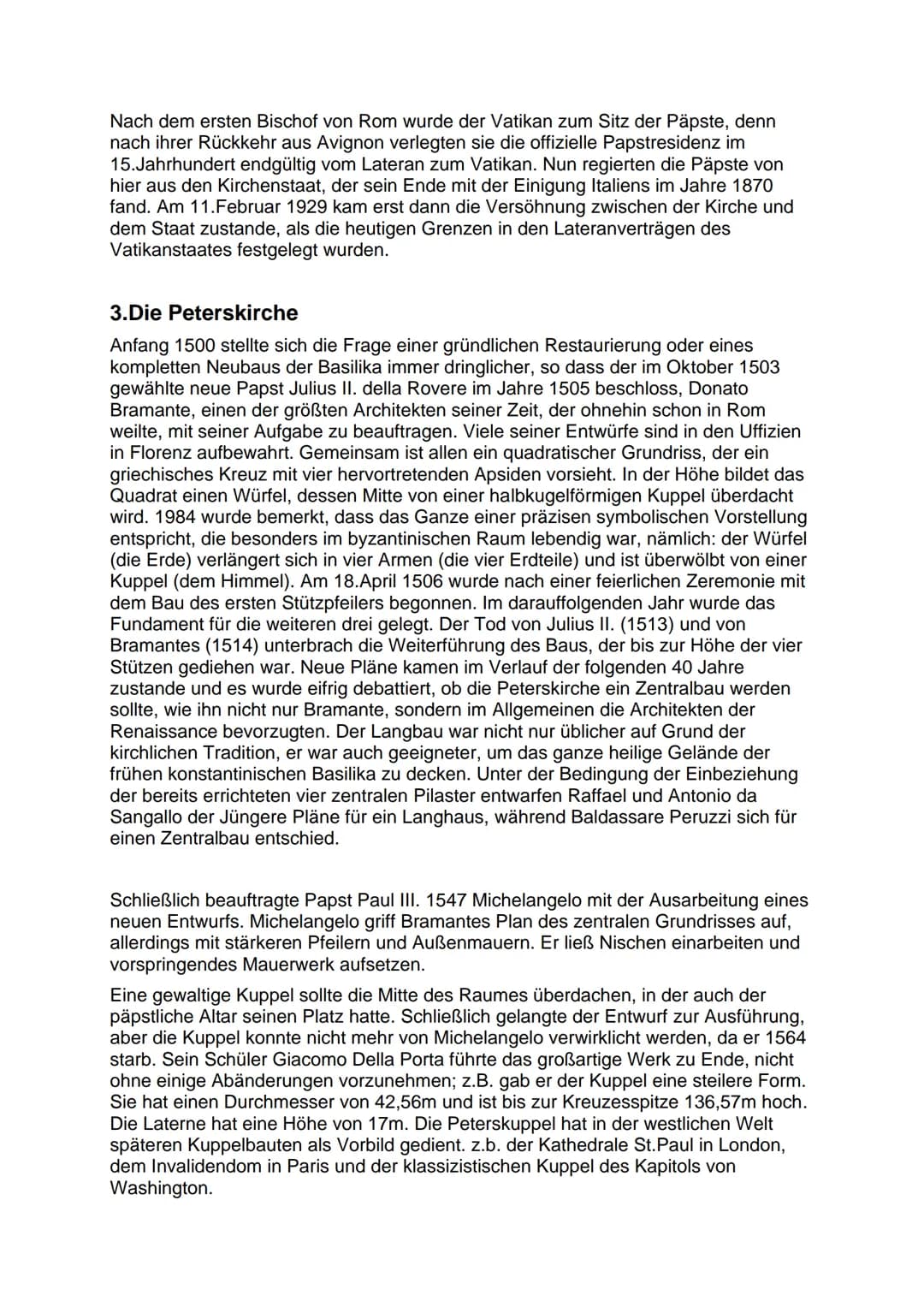 # Der Vatikan
## 1. Allgemeines
- 440.000 m² (kleinster und ältester Staat)
- ca. 900 Einwohner
- Lateranvertrag
- Kardinalskollegium und B
