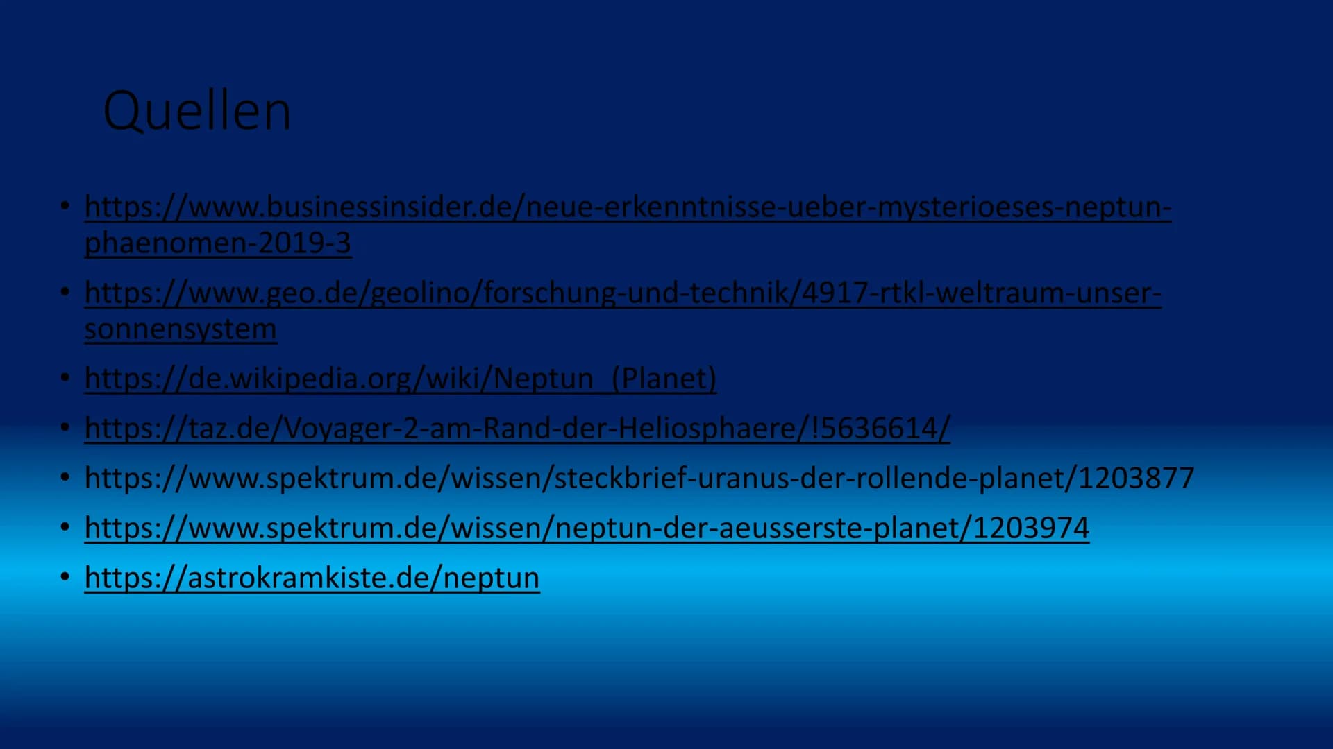 # 1. Folie - Bilder
Namensgebung:
- U: röm. Gott des Meeres
- N: griech. Götterfürst
# 2. Folie - Größen
Durchmesser:
- U: 51.100 km
- N: 4