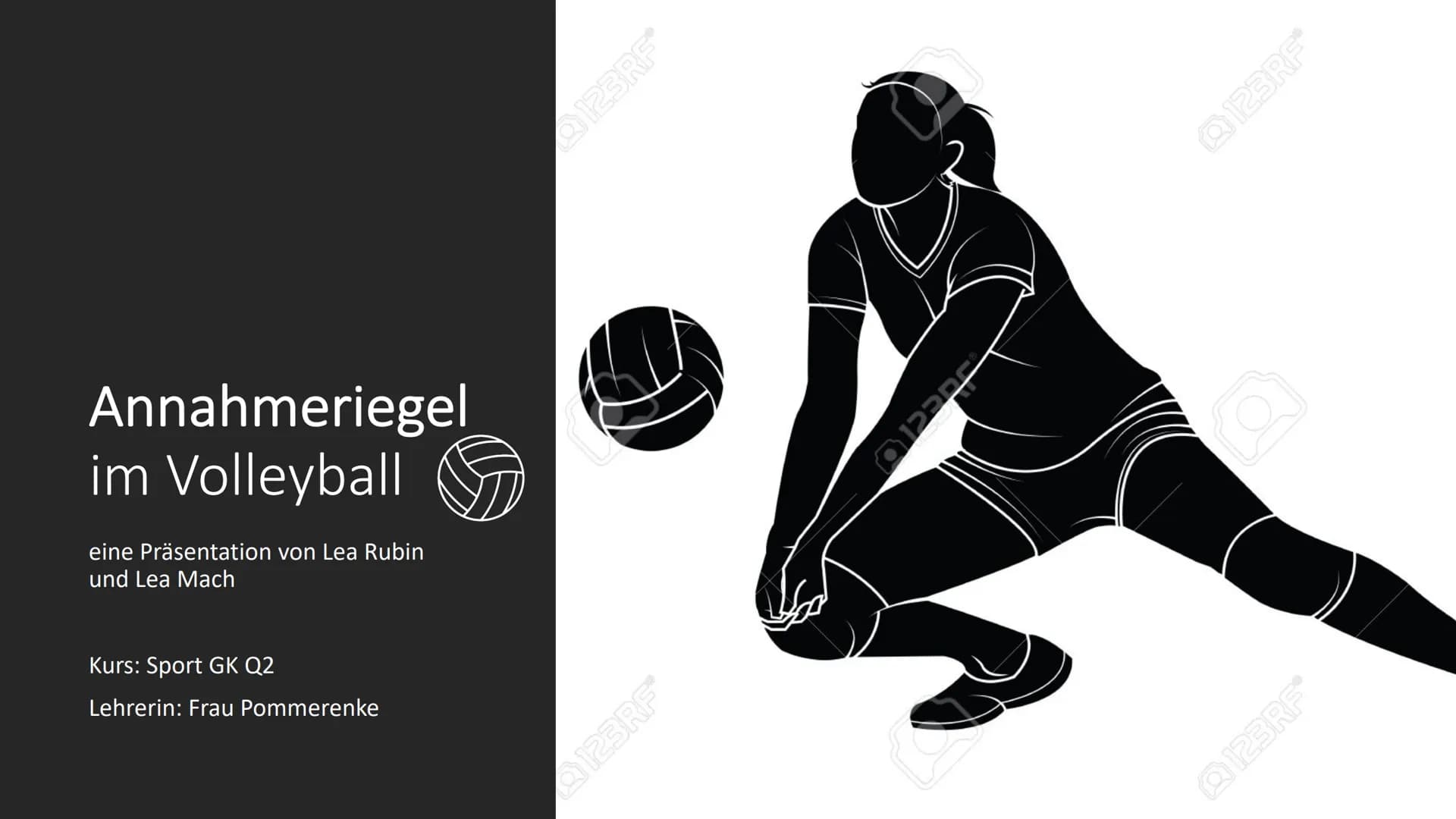Schuljahr 2020/2021 Sport GK Q2 Lea Rubin, Lea Mach
# Annahmeriegel
Vorderspieler (IV, III, II)
Hinterspieler (V, VI, I)
## Was sind Annahm