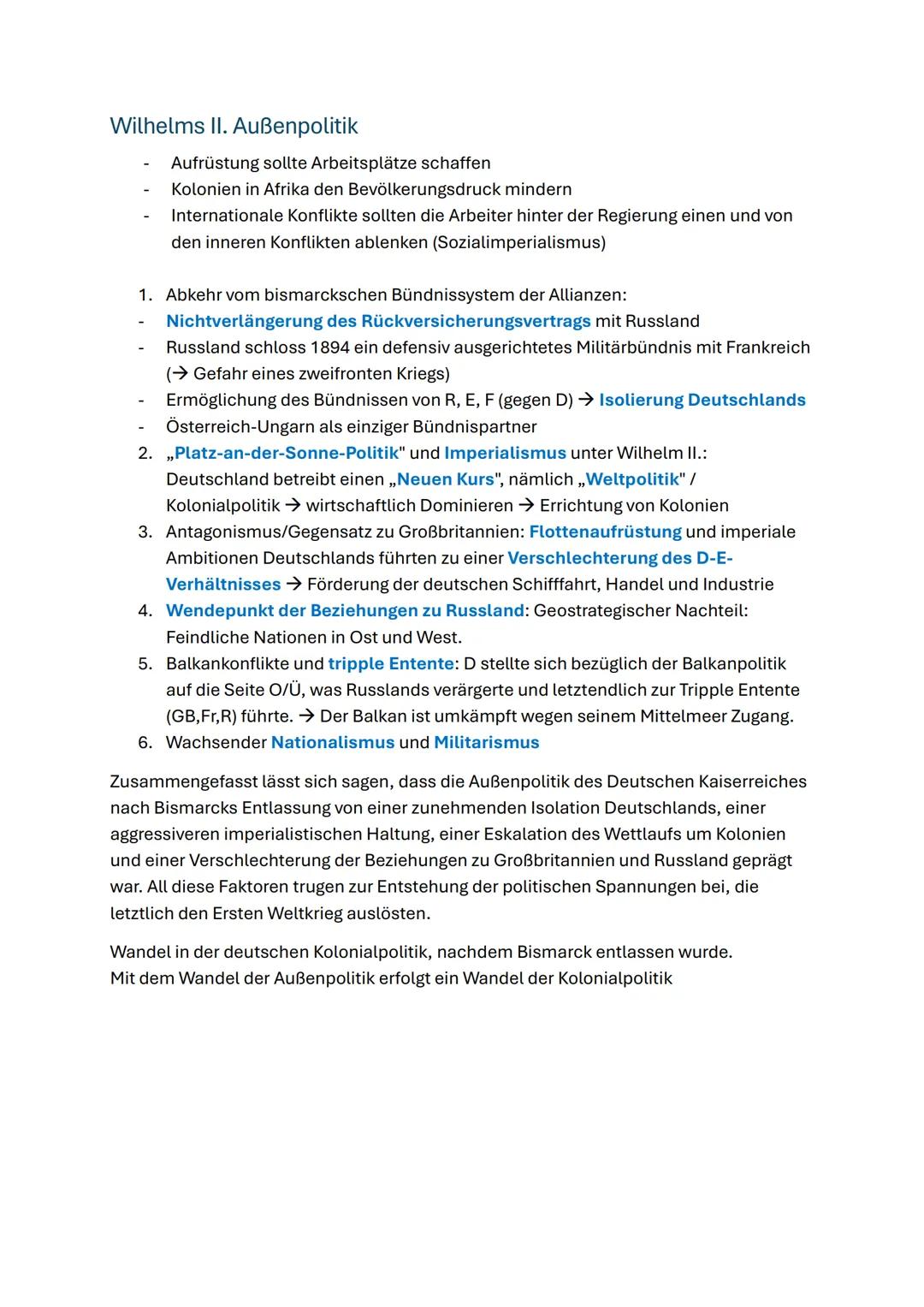 # Außenpolitik des deutschen Kaiserreichs: Wandel
# Außenpolitik nach Bismarck
Bismarcks Außenpolitik
- Bismarcks Bündnissystem
- Außenpol