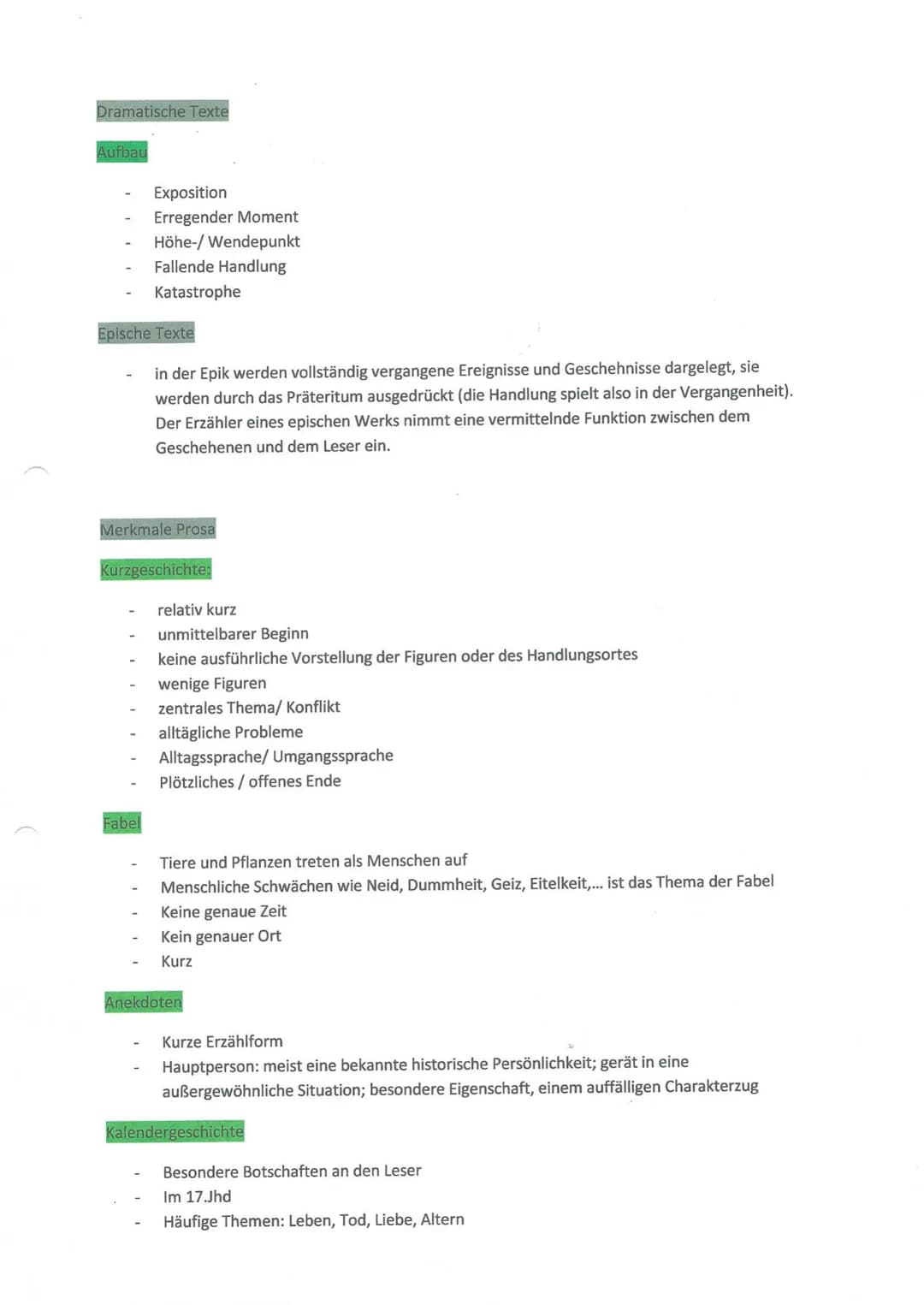 # Dramatische Texte
## Aufbau
- Exposition
- Erregender Moment
- Höhe-/Wendepunkt
- Fallende Handlung
- Katastrophe
# Epische Texte
In der