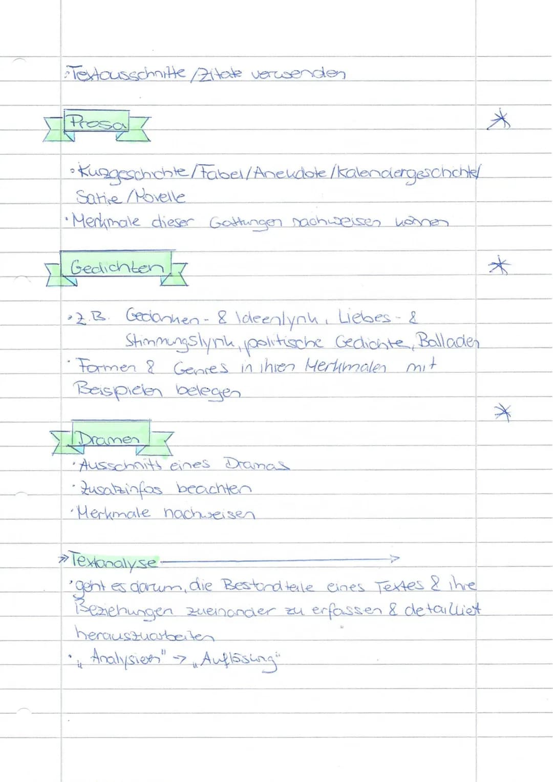 # Dramatische Texte
## Aufbau
- Exposition
- Erregender Moment
- Höhe-/Wendepunkt
- Fallende Handlung
- Katastrophe
# Epische Texte
In der