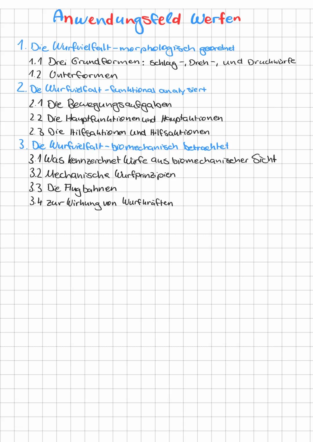 ## 2. Werfen nach dem Go-and-Stop-Prinzip
→Sukzessives Beschleunigen und Abstoppen der, an der Beschleunigung beteiligten Körperteile
Umset