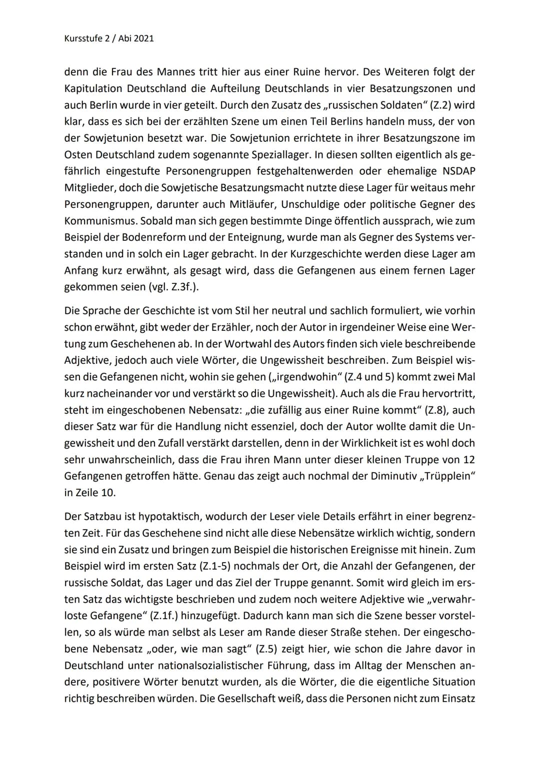 Kursstufe 2 / Abi 2021
Kurzgeschichten Interpretation
Max Frisch - Szene in Berlin, Sommer 1945
Die Kurzgeschichte „Szene in Berlin, 1945