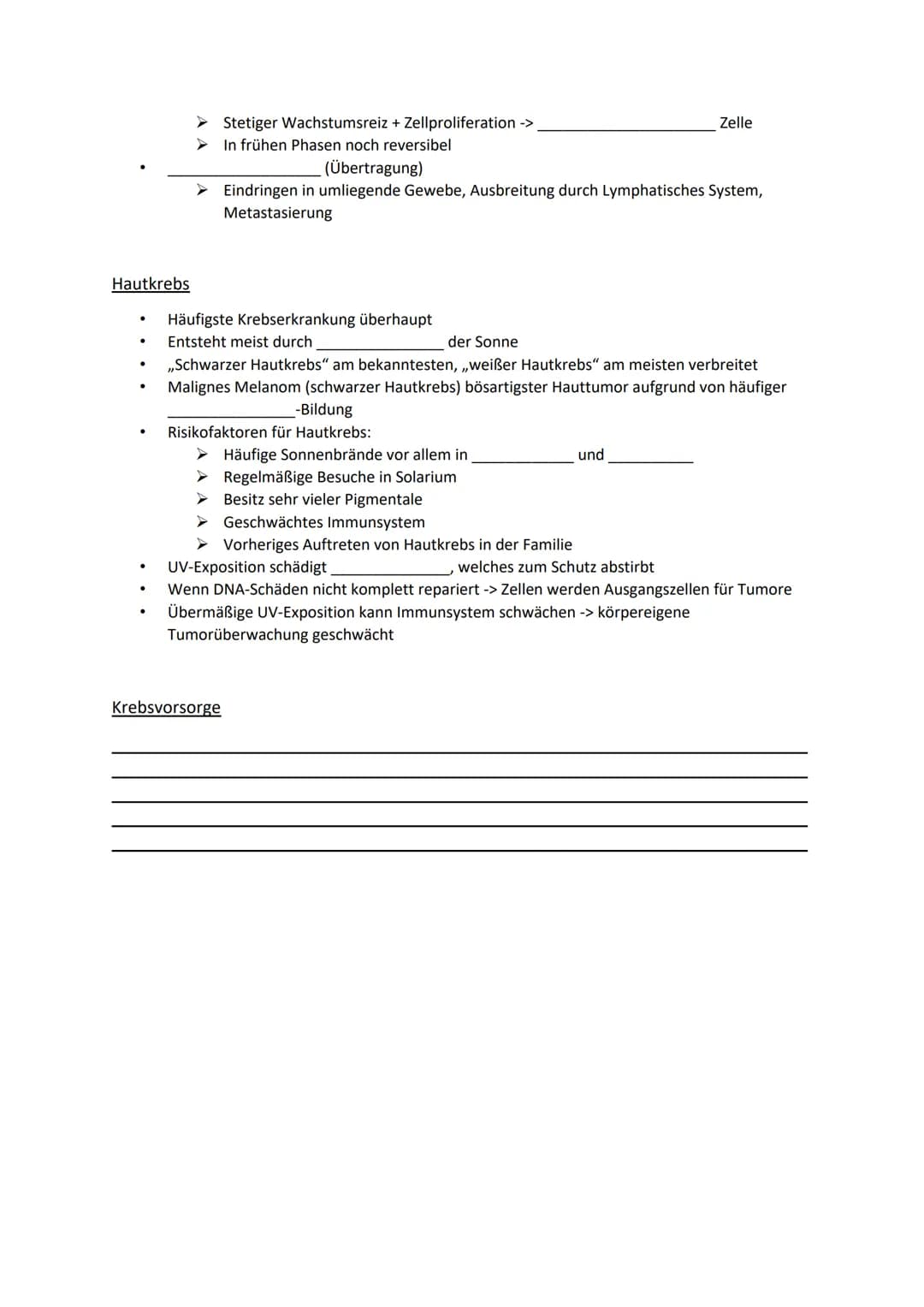 # Krebs Handout
## Allgemeine Infos
* Def.: bösartige, unkontrollierbare Neubildung von Gewebe
* Mehr als 200 verschiedene Arten
* K