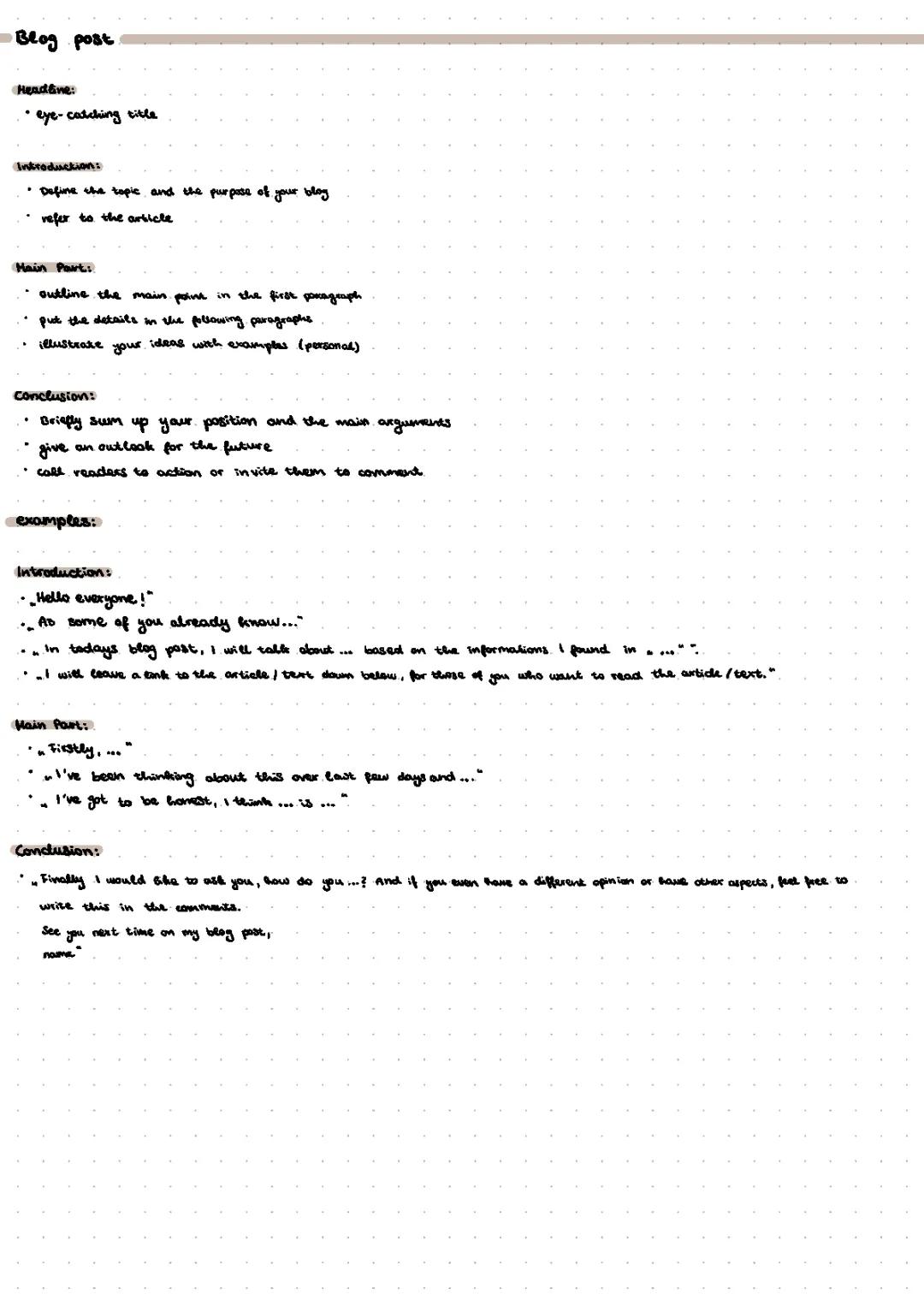 Blog Post - Struktur und Formulierungshilfen