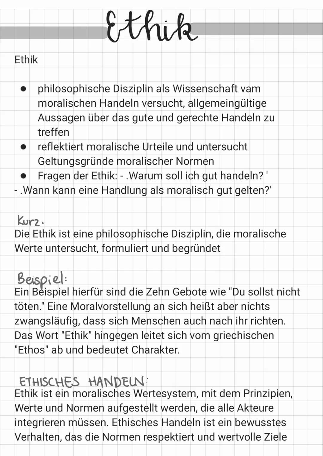 # Ethik
## Ethik
* philosophische Disziplin als Wissenschaft vam moralischen Handeln versucht, allgemeingültige Aussagen über das gute und g