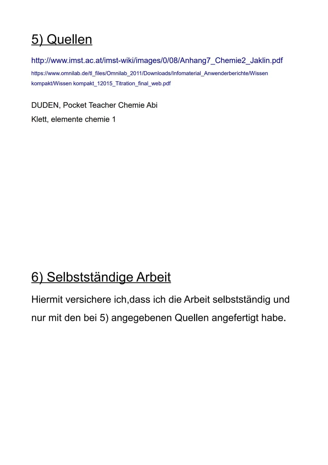 # Titration
Schriftliche Ausarbeitung zur GFS: # Inhaltsverzeichnis
1) Einleitung .........................................................