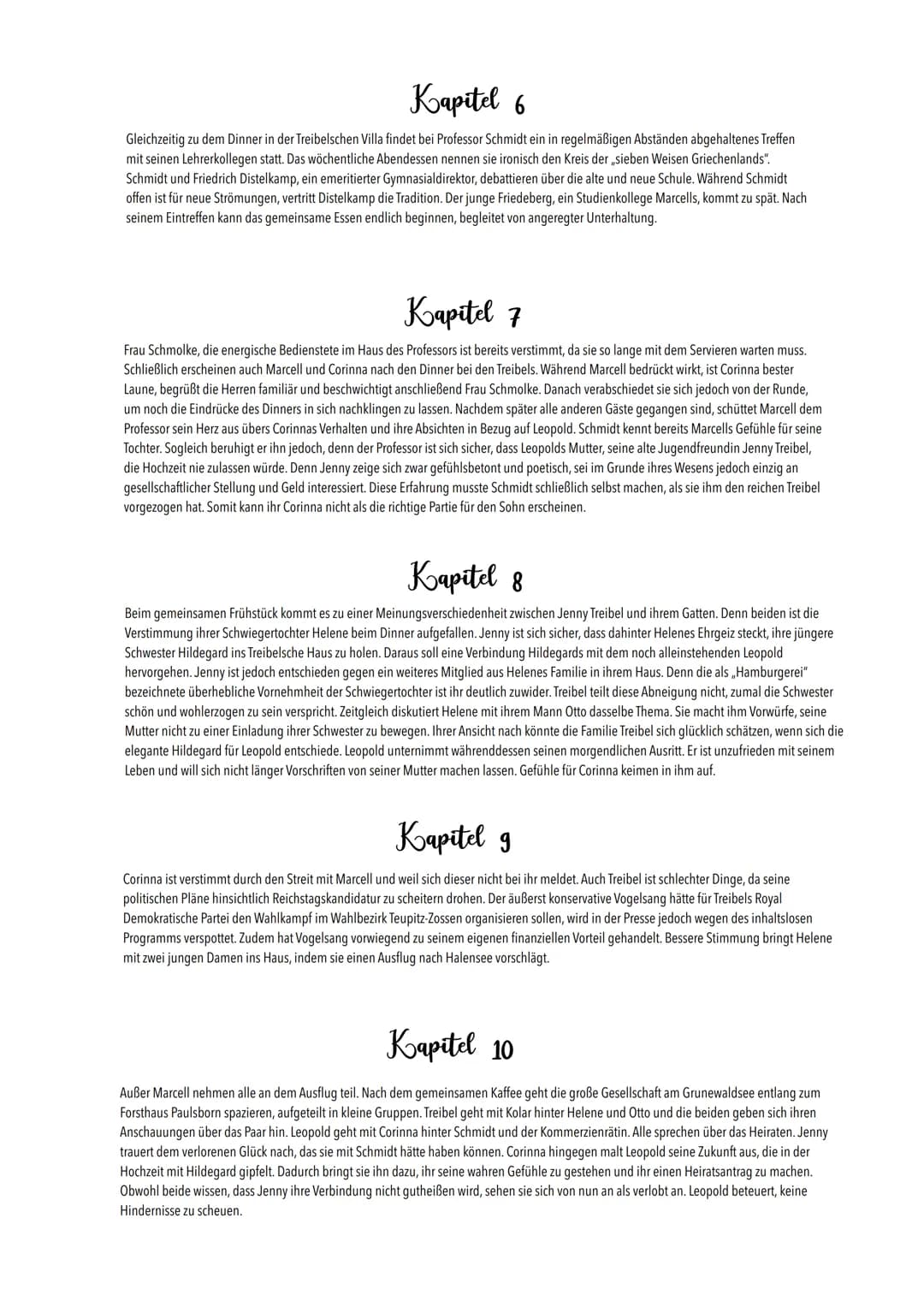 # Kurze Zusammenfassung
Der Roman umfasst 16 Kapitel.
Zwischen den Familien Treibel (Fabrikantenfamilie) und der Familie Schmidt (Wilibald S