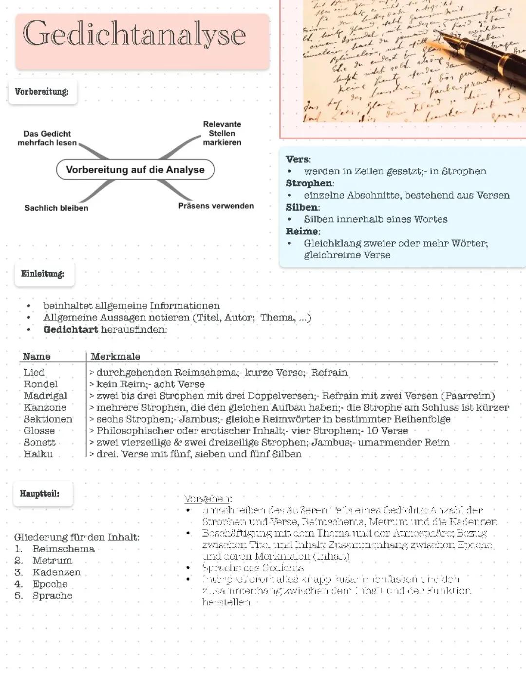 Gedichtanalyse/- Vergleich