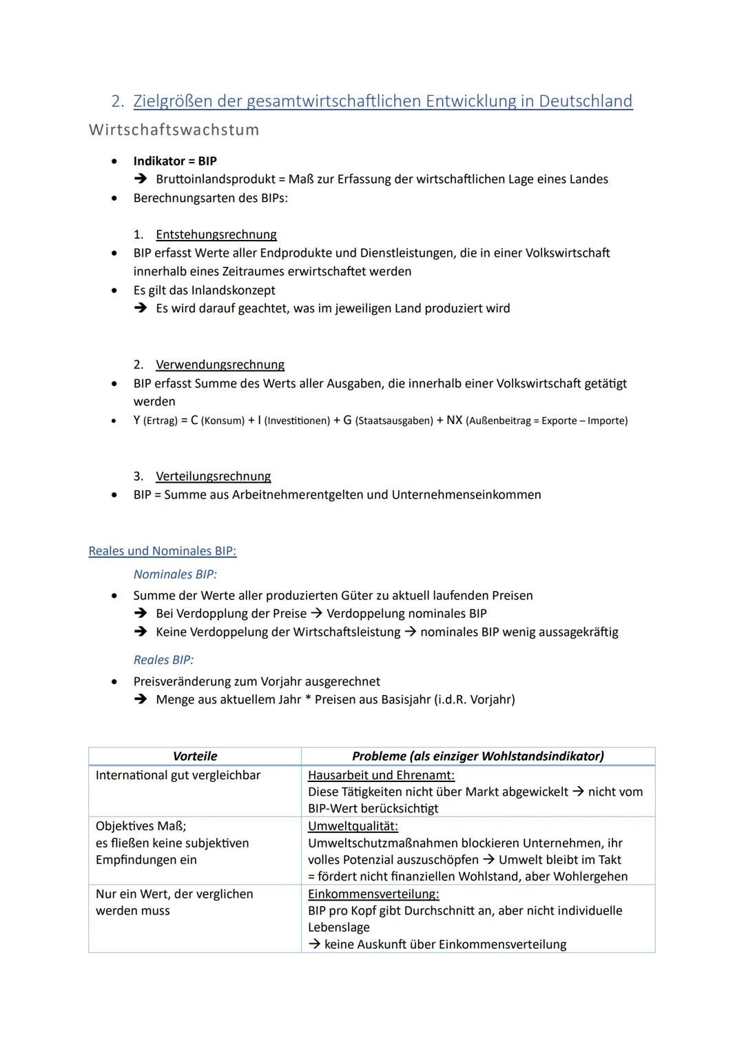 Wirtschaftspolitik
1. Legitimation staatlichen Handelns im Bereich der Wirtschaftspolitik
2. Zielgrößen der gesamtwirtschaftlichen Entwicklu