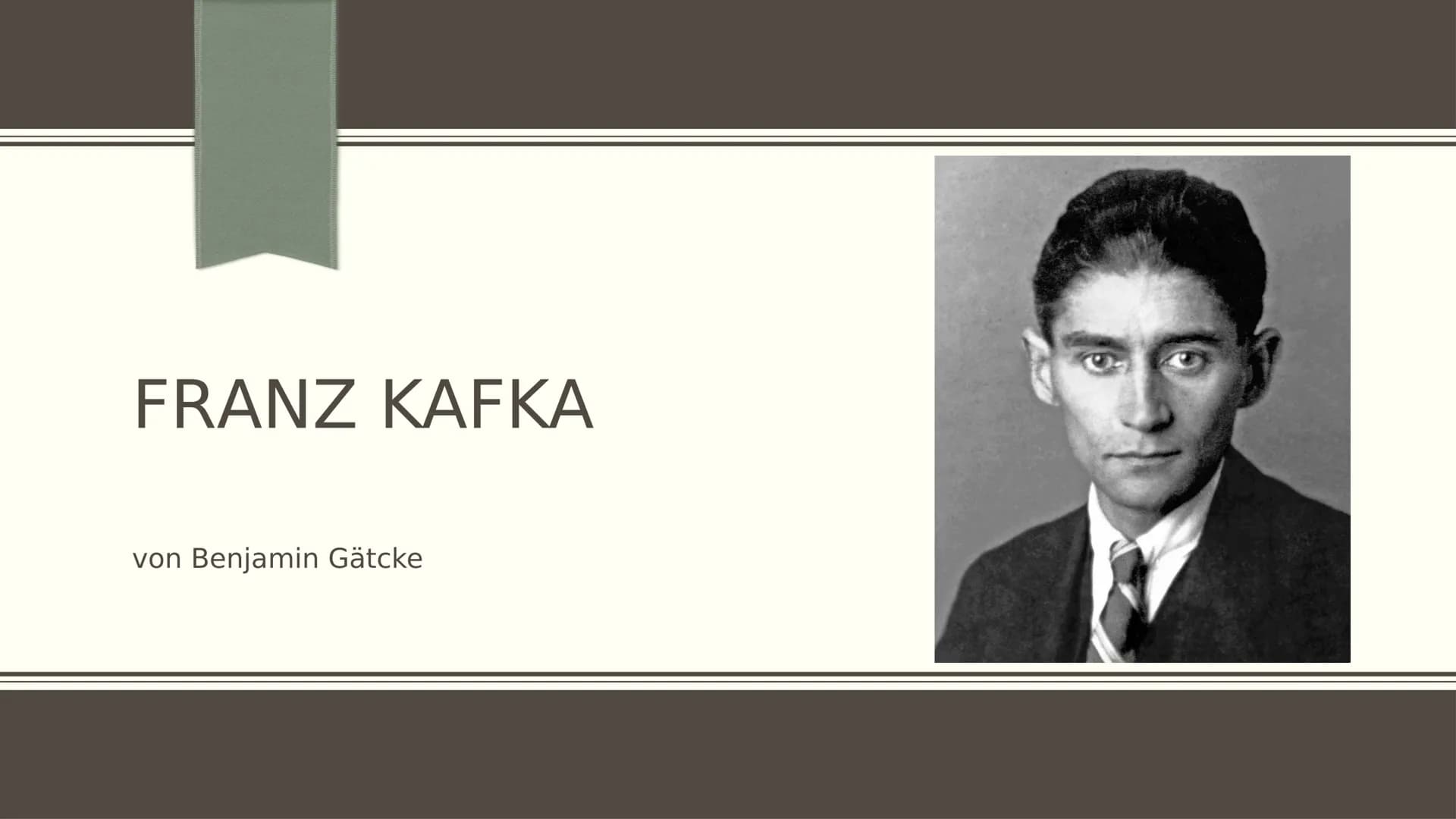 # Franz Kafka
## Leben
- *3. Juli 1883 in Prag, Österreich-Ungarn
- Eltern: Hermann und Julie Kafka
- Jüdische Kaufmannsfamilie
