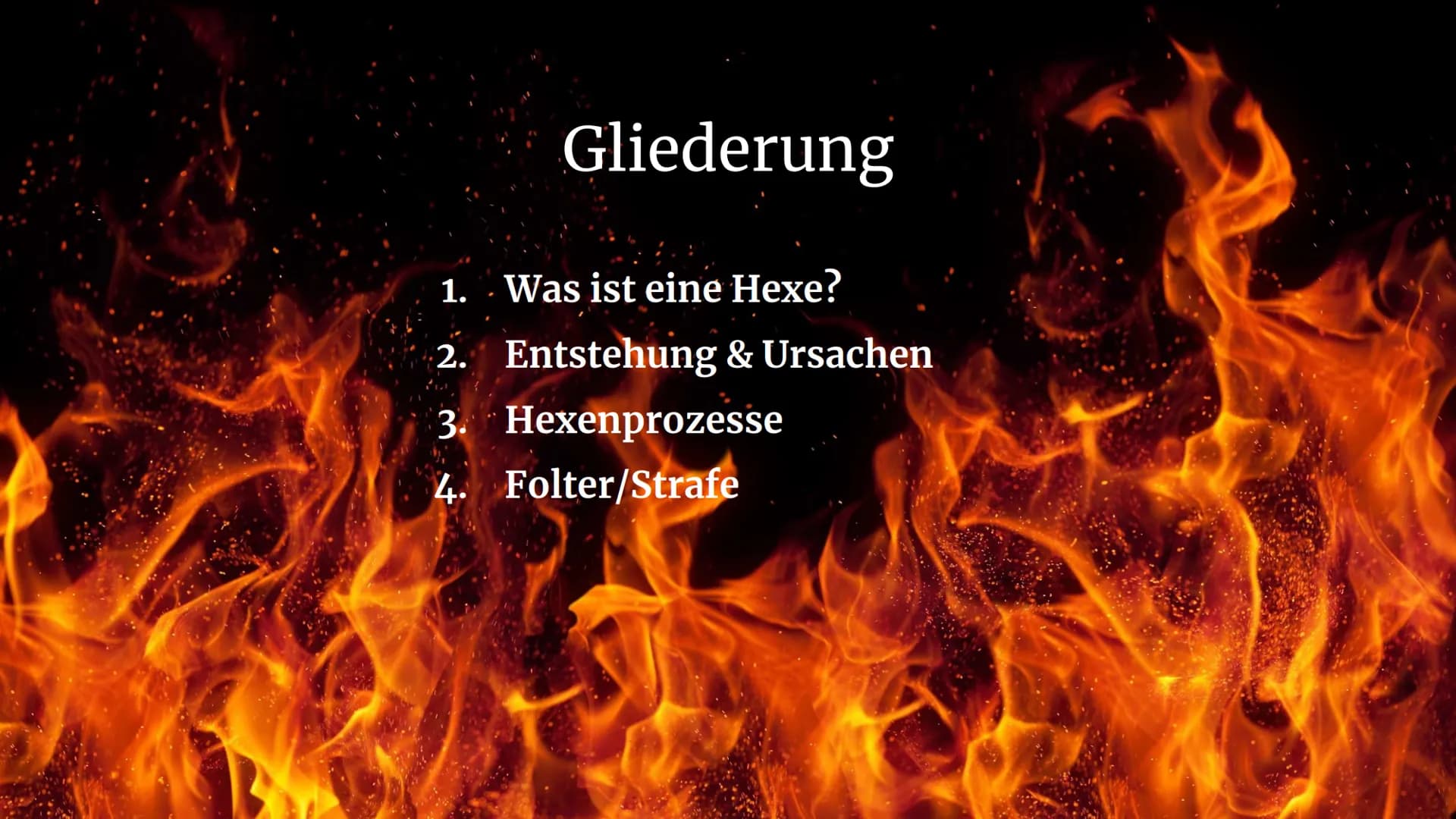 Hexenverfolgung
15./16. Jh. in Deutschland # Gliederung
1. Was ist eine Hexe?
2. Entstehung & Ursachen
3. Hexenprozesse
4. Folter/Strafe # 1