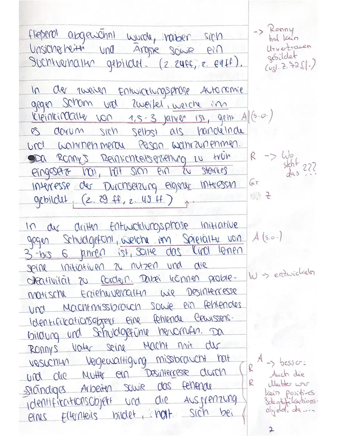 Pada
CK
klausur Nr. 1
Der Text "Fallbeispiel Ronny" ion Evelyn
Heinemann und
einem
Hans Hopf handelt on
Johanna
Sophie
Jungen namens Ronny,
