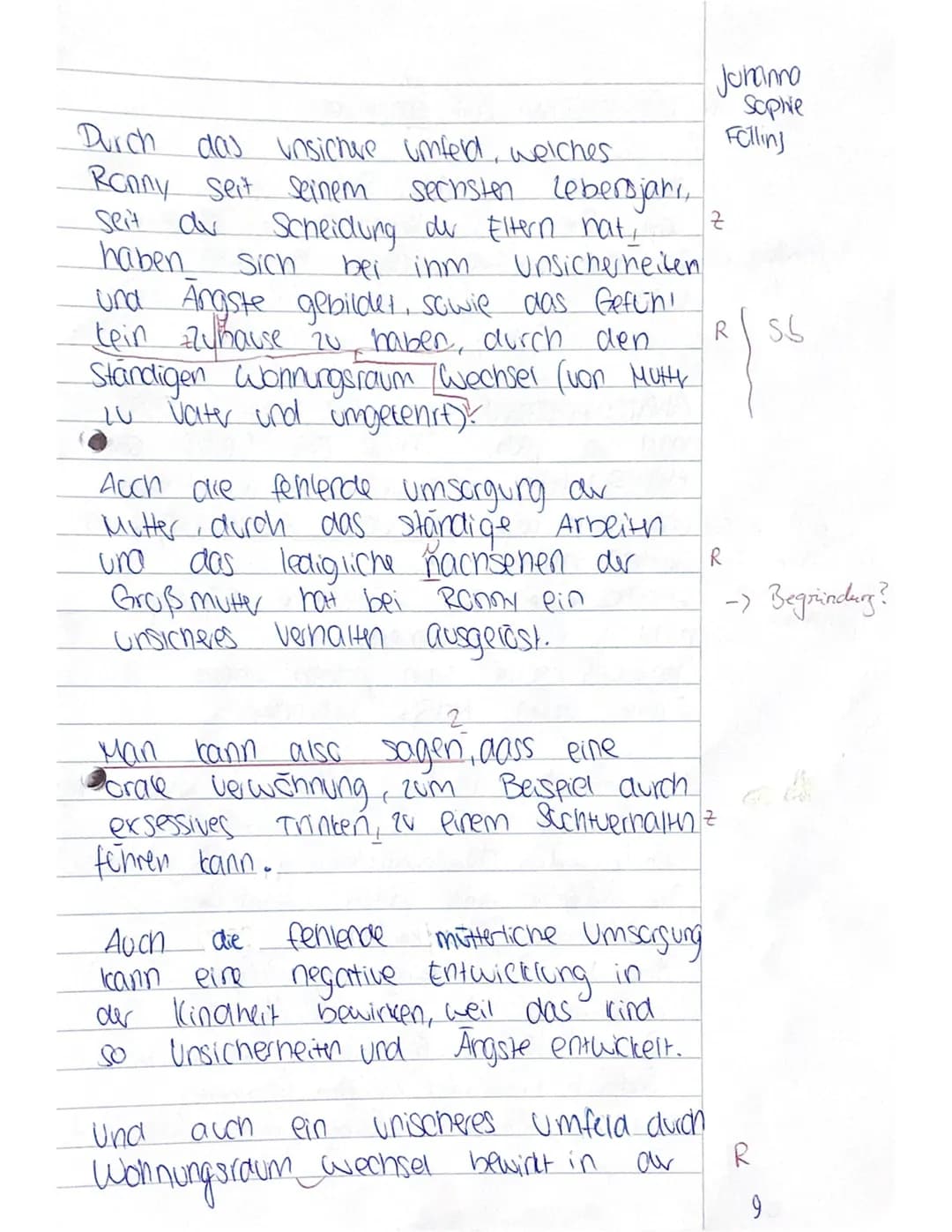 Pada
CK
klausur Nr. 1
Der Text "Fallbeispiel Ronny" ion Evelyn
Heinemann und
einem
Hans Hopf handelt on
Johanna
Sophie
Jungen namens Ronny,