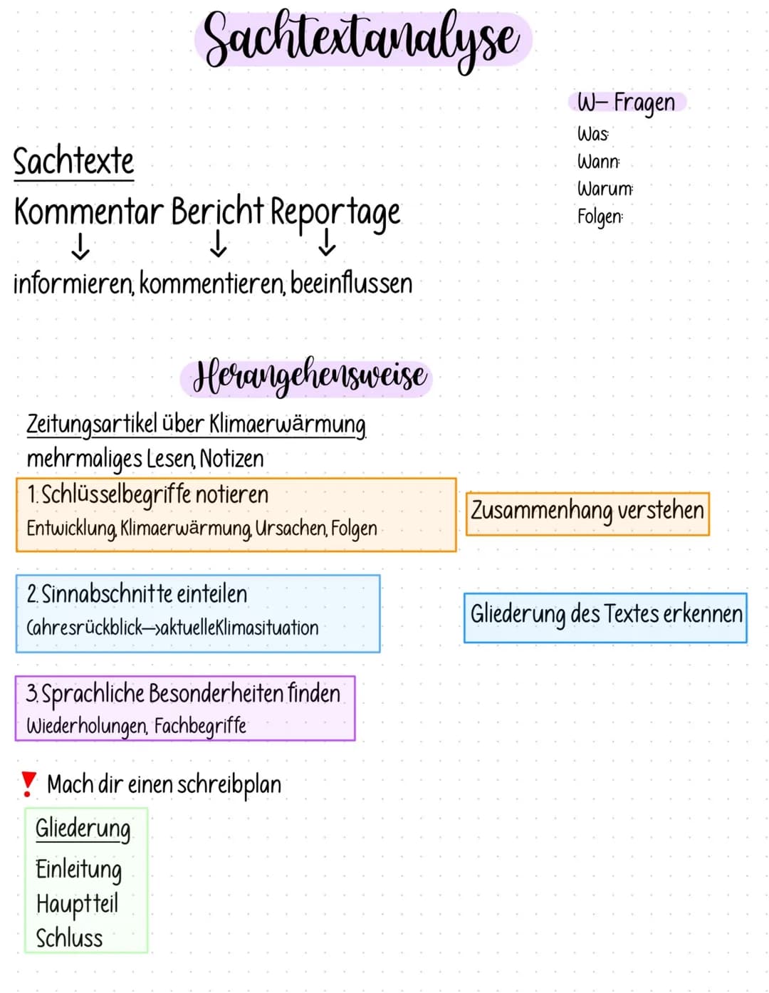 # Hauptteil
1. sprachliche Gestaltung
2Autorintation
## sprachliche Gestaltung
* Stilmittel finden
* nicht nur auflisten
* Zusammenhang zu