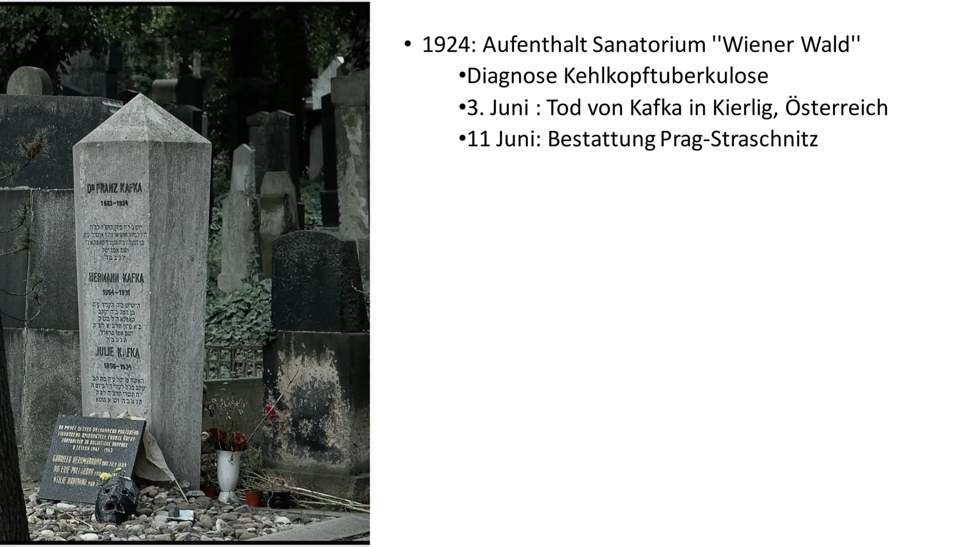 13.01.2022
Oberstufe
Samo Mirza
# Franz Kafka
## Leben:
- 3. Juli 1883 in Prag, Österreich-Ungarn
- Stammte aus wohlhabenden jüdischen Kau
