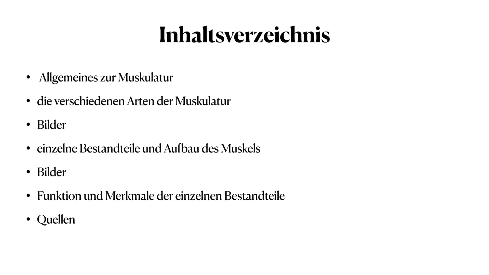 Der Aufbau des Muskels
Sport LK Q1 # Inhaltsverzeichnis
* Allgemeines zur Muskulatur
* die verschiedenen Arten der Muskulatur
* Bilder
* ein