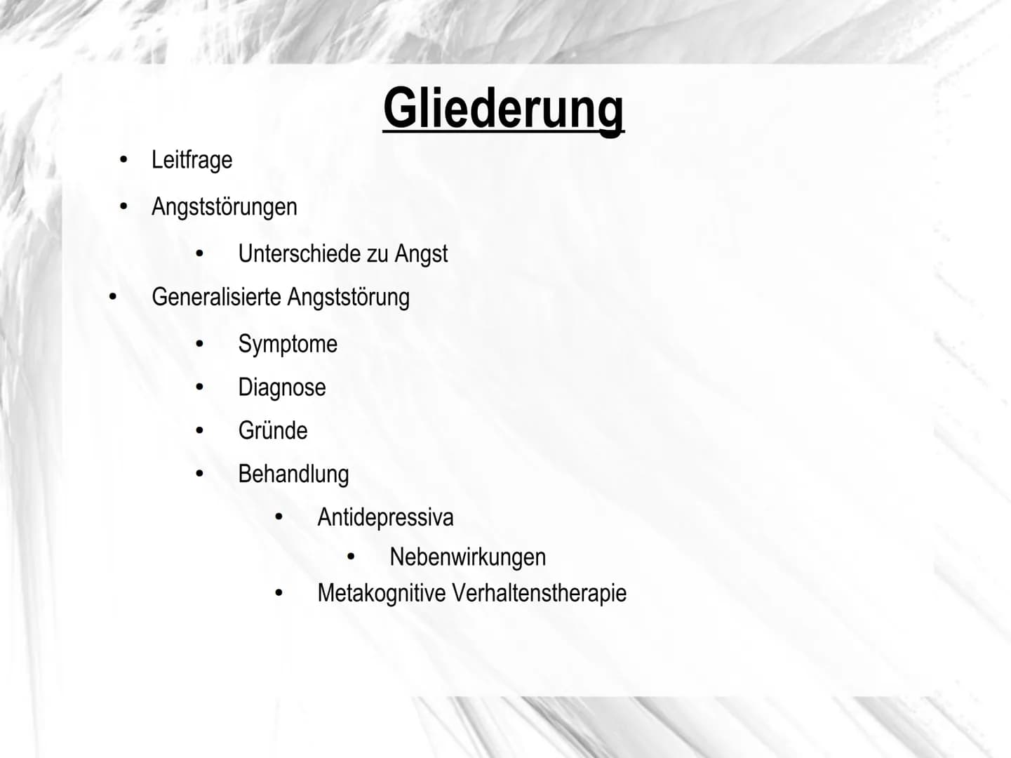 I DON'T KNOW
HOW TO TALK
TO PEOPLE
SOCIAL
PHOBIA Angststörungen # Gliederung
* Leitfrage
* Angststörungen
* Unterschiede zu Angst
* Genera