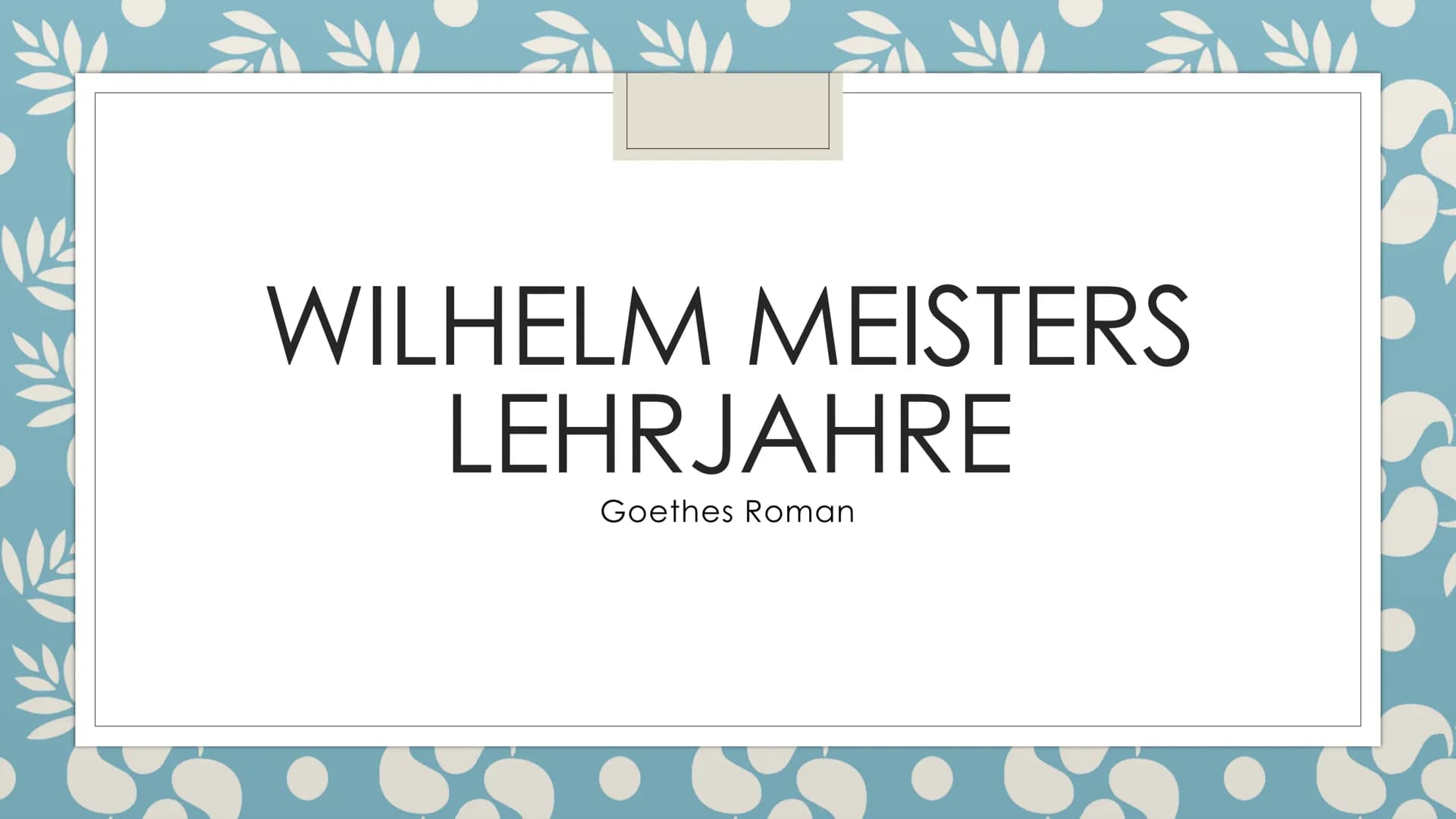 # Wilhelm Meisters Lehrjahre
## Hintergrundinformationen:
* Veröffentlicht im Jahre 1795/96
* Wurde nach Goethes Italienreise geschrieben
*