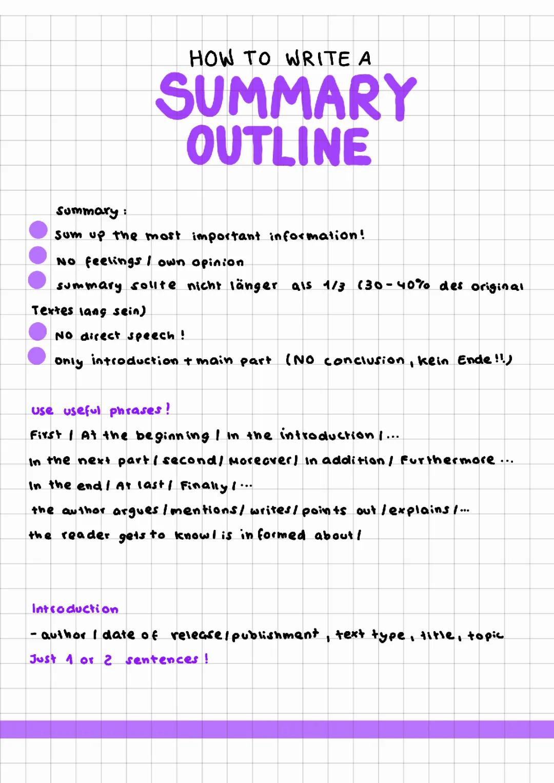 Summary and Outline