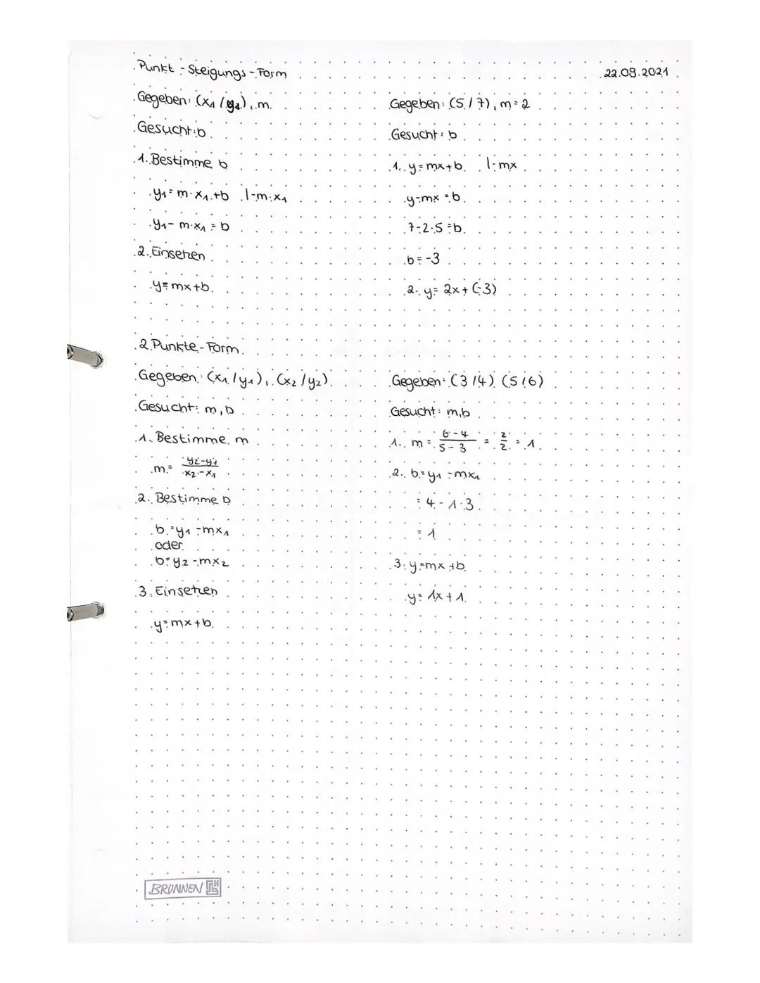 Lineare Funktion
•y=m.x + b
m: Steigung
.6: Schnittpunkt, mit der y-Achse
Beispiel:
.y: 2x +4
.6
•2
Steigungsdreieck
Steigung: -
2 Binomisch