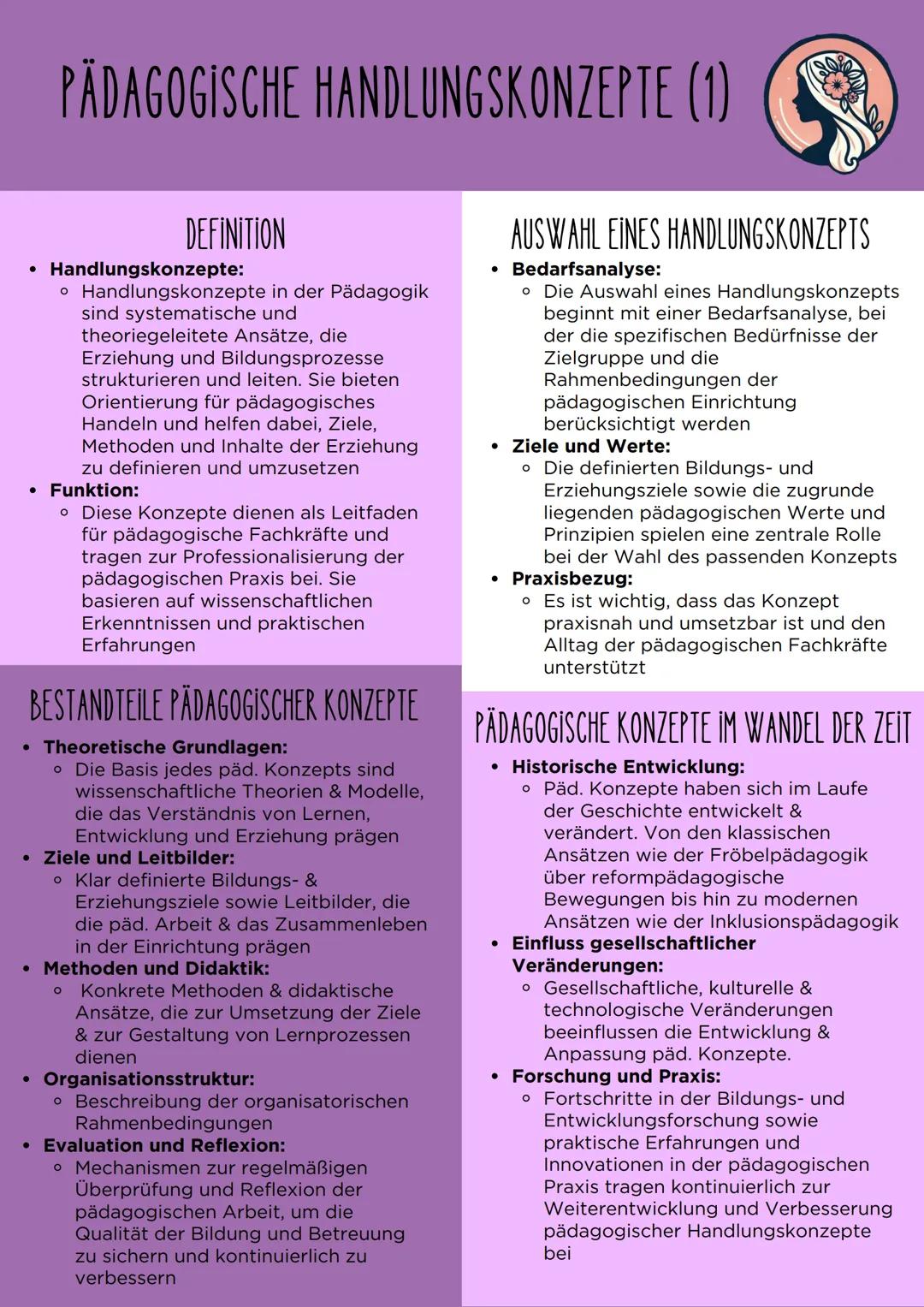 PÄDAGOGISCHE HANDLUNGSKONZEPTE (1)
DEFİNİTİON
Handlungskonzepte:
o Handlungskonzepte in der Pädagogik
sind systematische und
theoriegeleitet