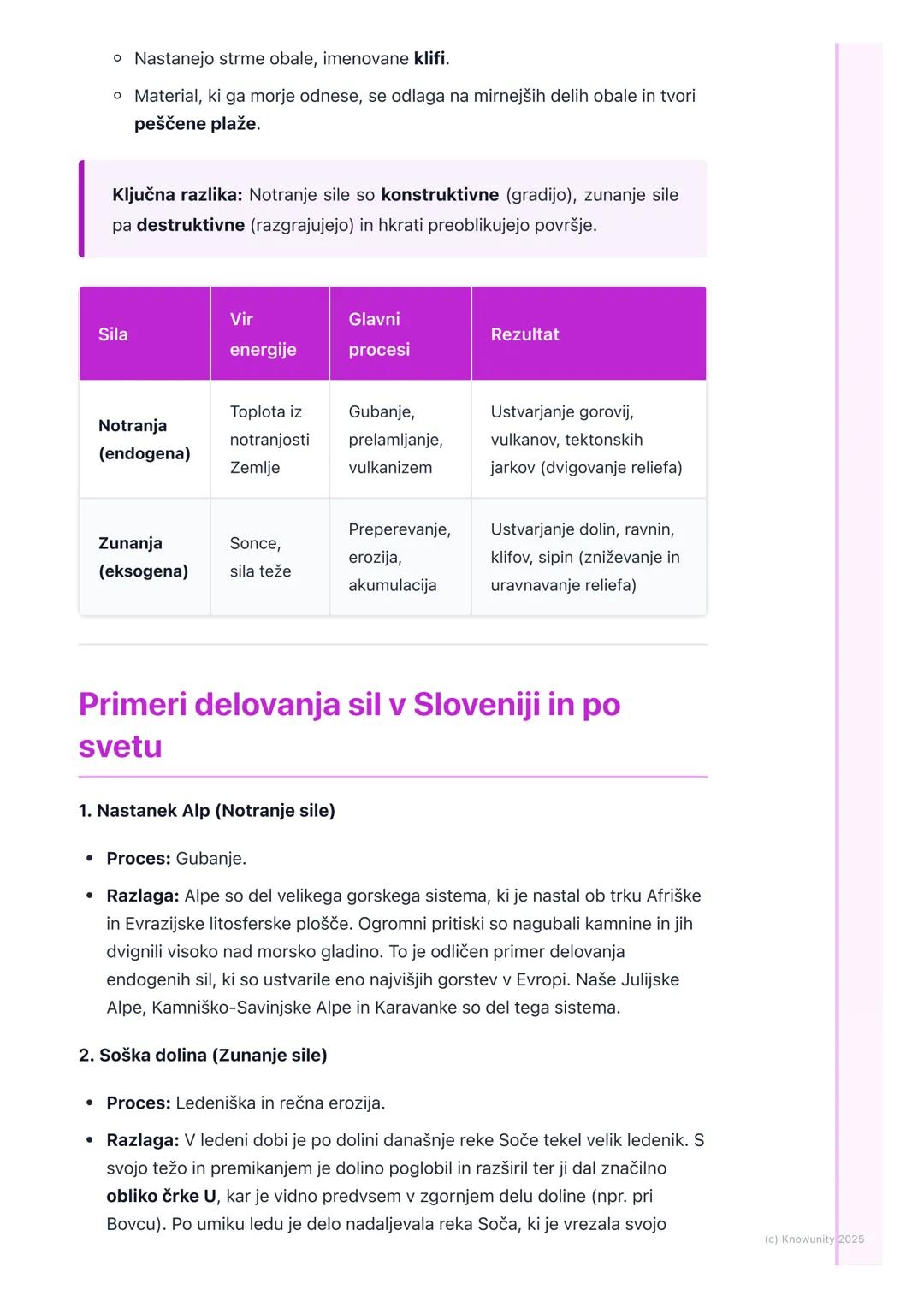 # Oblikovanje površja
Splošno o oblikovanju površja
Zemeljsko površje se nenehno spreminja. Ni statično. Na videz trdna tla pod
našimi nog