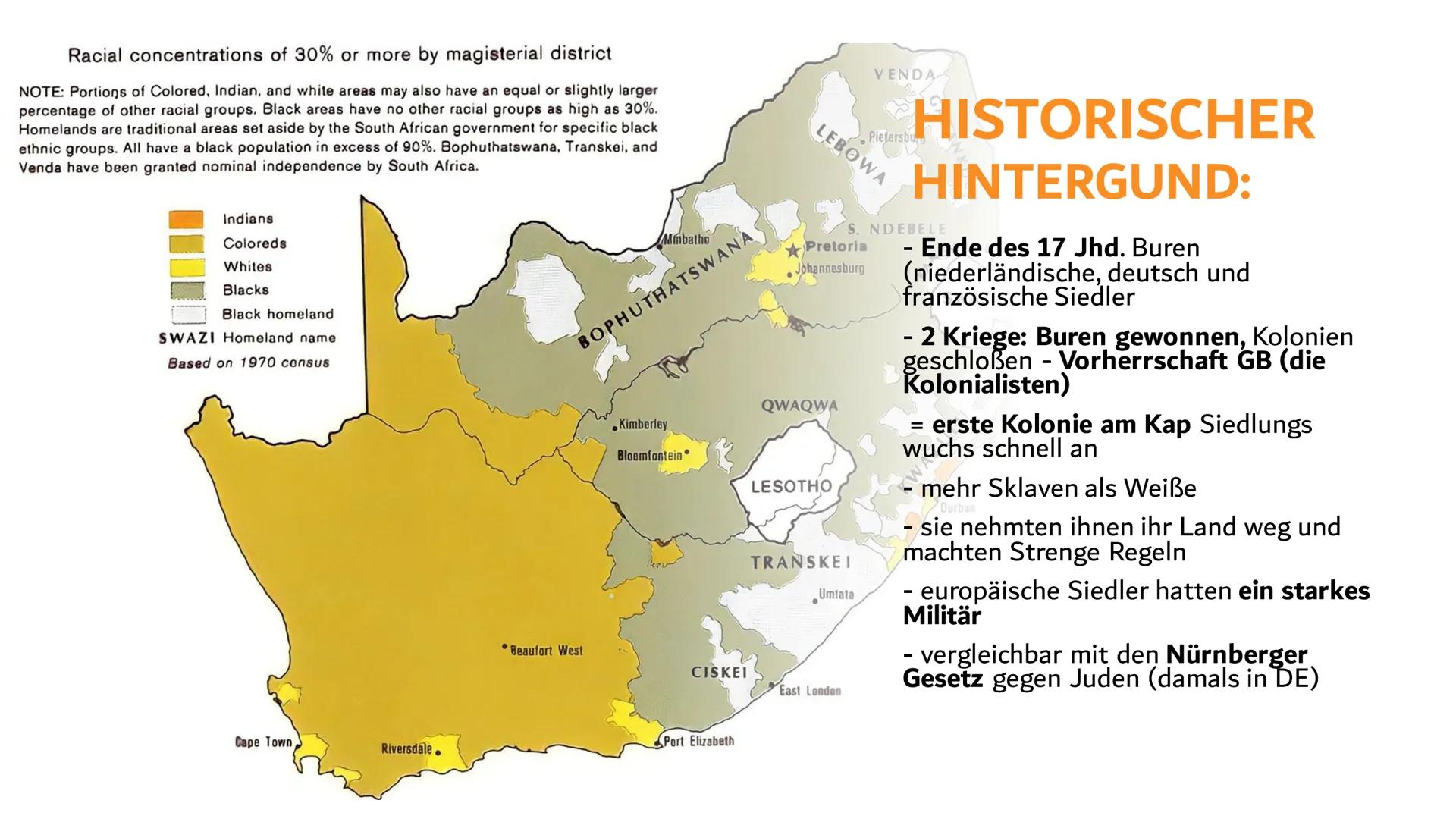 SÜDAFRIKA - Der Weg
aus der Apartheid
Von Yona S. WAS BEDEUTET
APARTHEID?
APARTHEID: apart (engl.) = getrennt
Trennung der schwarzen und wei