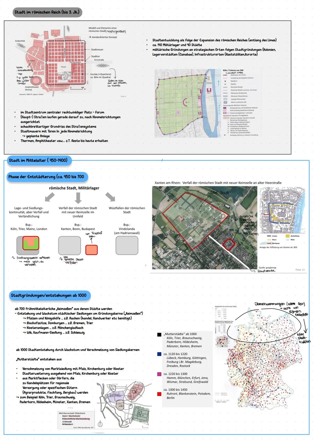 # Stadtgeschichte
Entwicklung der wissenschaftlichen Perspektiven auf die historische Stadtentwicklung
⚫ in der Geschichte der Geographie