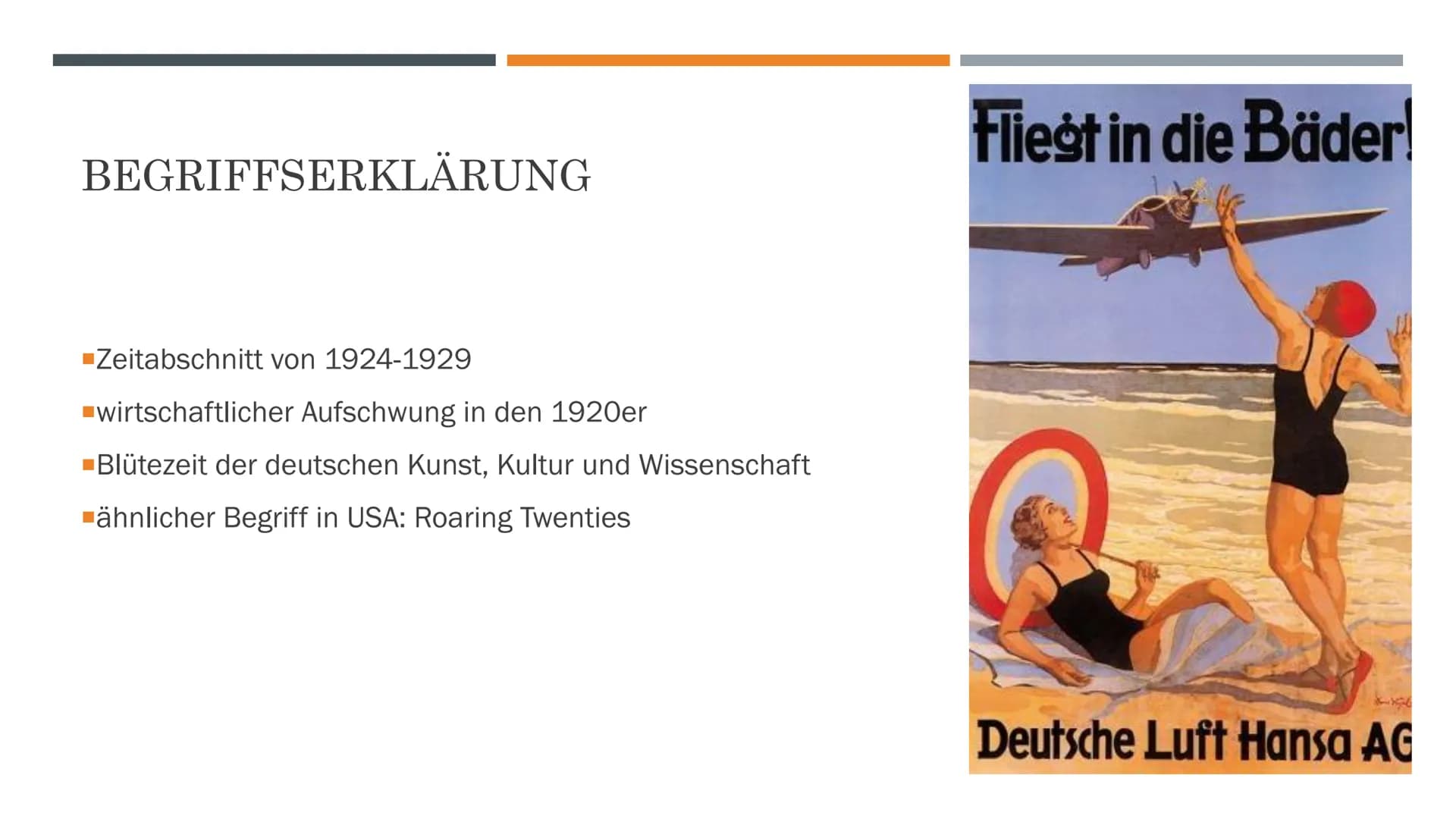 DIE GOLDENEN ZWANZIGER
AUFSCHWUNG EINER NATION GLIEDERUNG
1. Ausgangspunkt
2. Außenpol. Voraussetzungen
3. Begriffserklärung
4. Entwicklung