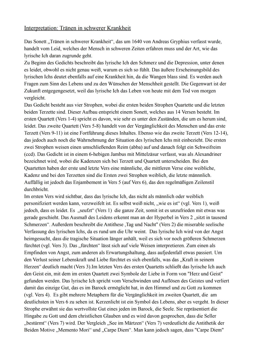 Tränen in schwerer Krankheit