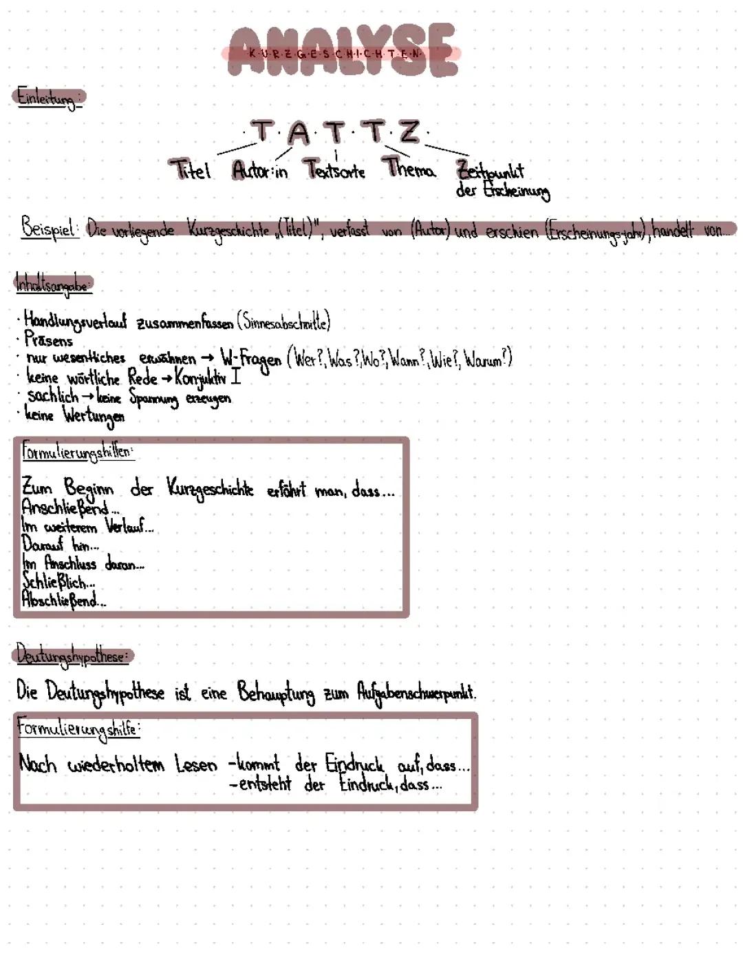 Analyse Kurgeschichte