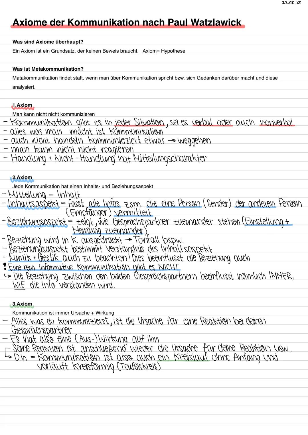 Axiome der Kommunikation nach Paul Watzlawick