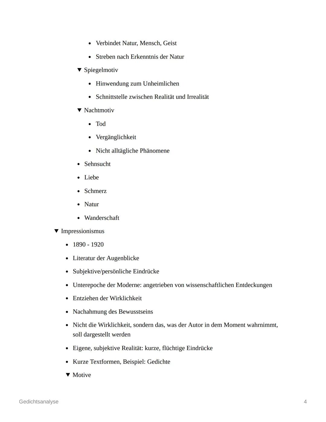 # Gedichtsanalyse
▼ Sprachliche Mittel
▼ Lyrisches Ich
Erzähler/in im Gedicht
▼ Enjambement
Zeilensprung
▼ Personifikation
Vermenschl