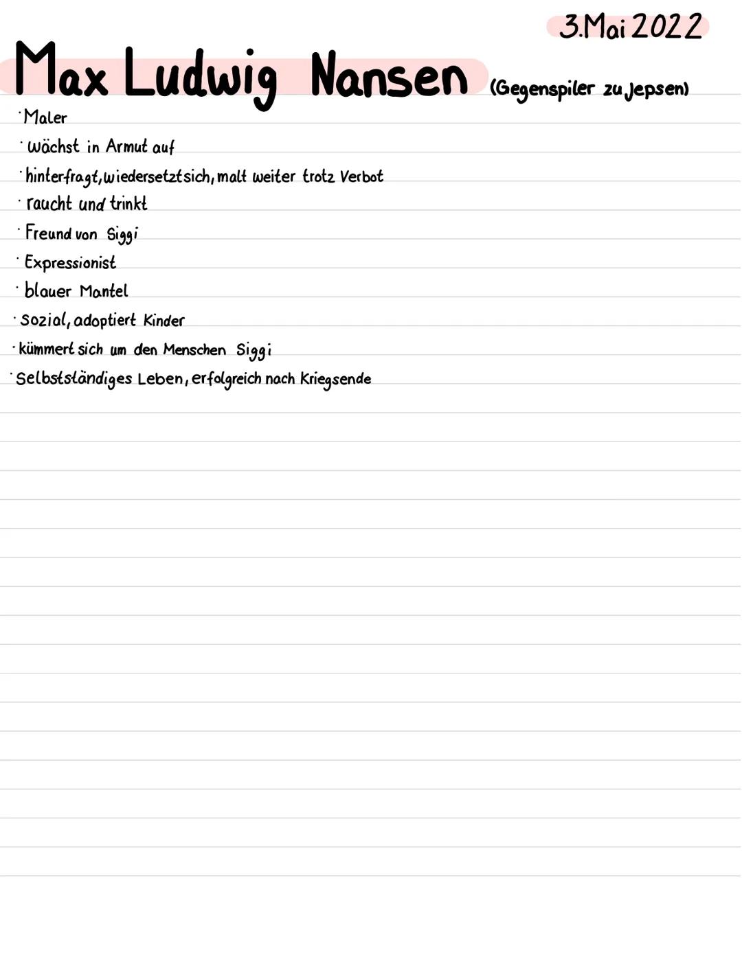 Jens Ole Jepson veter)
(Vater)
Polizist in Rügenbüll
.
· Pflicht ohne Denken, Hinterfragen
blass
• verlangt von Siggi Spitzeldinste
-Schläge