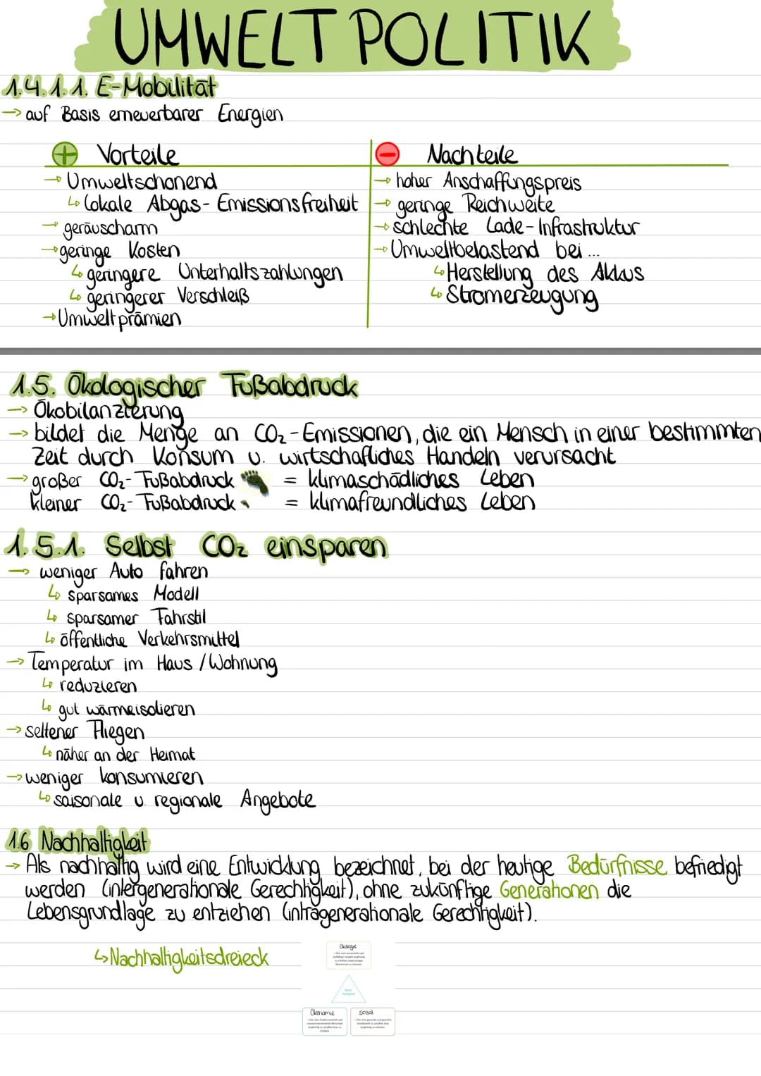 # UMWELT POLITIK
## 1.1. Externe Effekte /Kosten
Wenn durch Herstellung oder Verbrauch von Gutem anderen (Unternehmen,
Haushalte oder der Ge