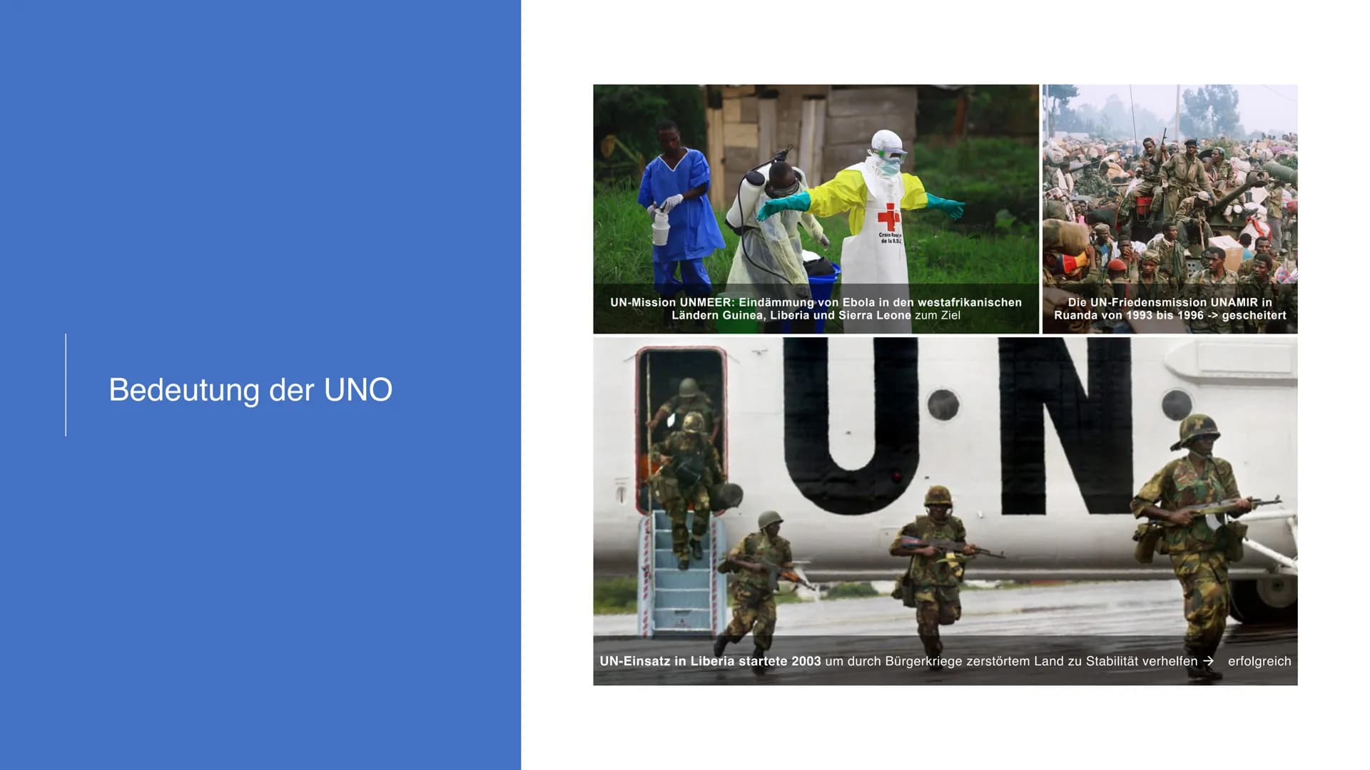 # UNO
INTERNATIONALE ORGANISATIONEN (INKLUSIVE VÖLKERRECHT) # Gliederung
I. Begriffserklärung
II. historische Entwicklung
III. Aufgaben
IV.