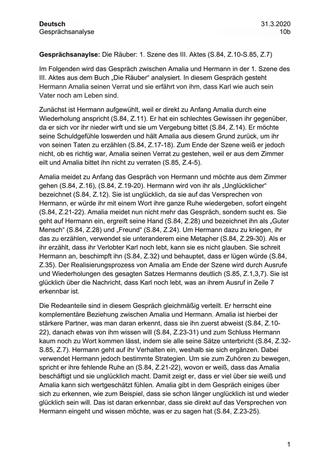 Deutsch
Die Räuber von Friedrich Schiller
23. März 2020
10b
Thema: Franz Machtanspruch vor dem Hintergrund einer rationalistisch-
materialis