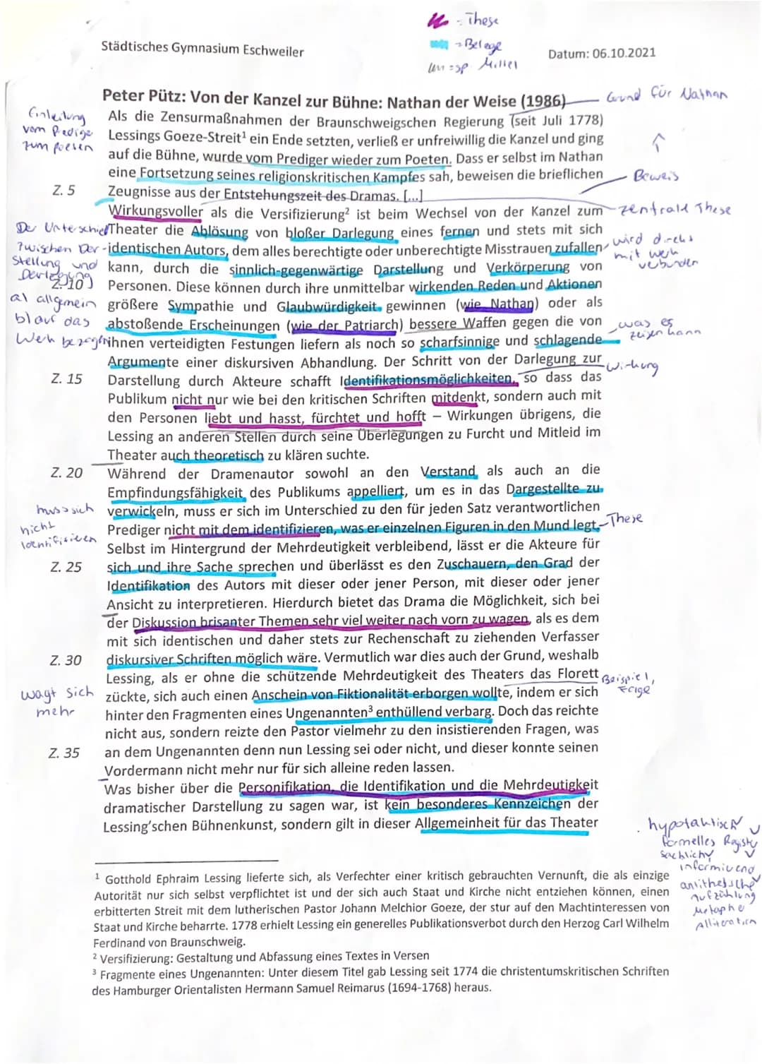 ## 2. Klausur
Thema: Strukturell unterschiedliche Dramen aus unterschiedlichen historischen Kontexten:
Nathan der Weise (Lessing) - Einen li