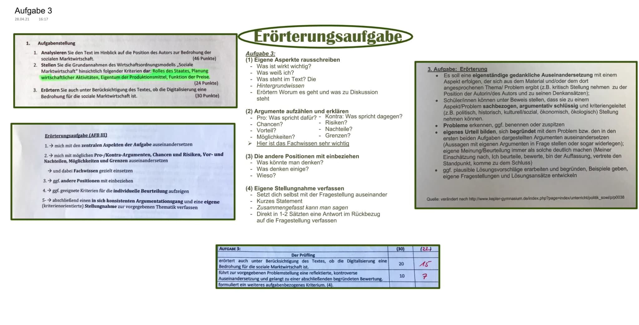 # Aufgabe 3
28.04.21
16:17
## 1. Aufgabenstellung
1. Analysieren Sie den Text im Hinblick auf die Position des Autors zur Bedrohung der
soz
