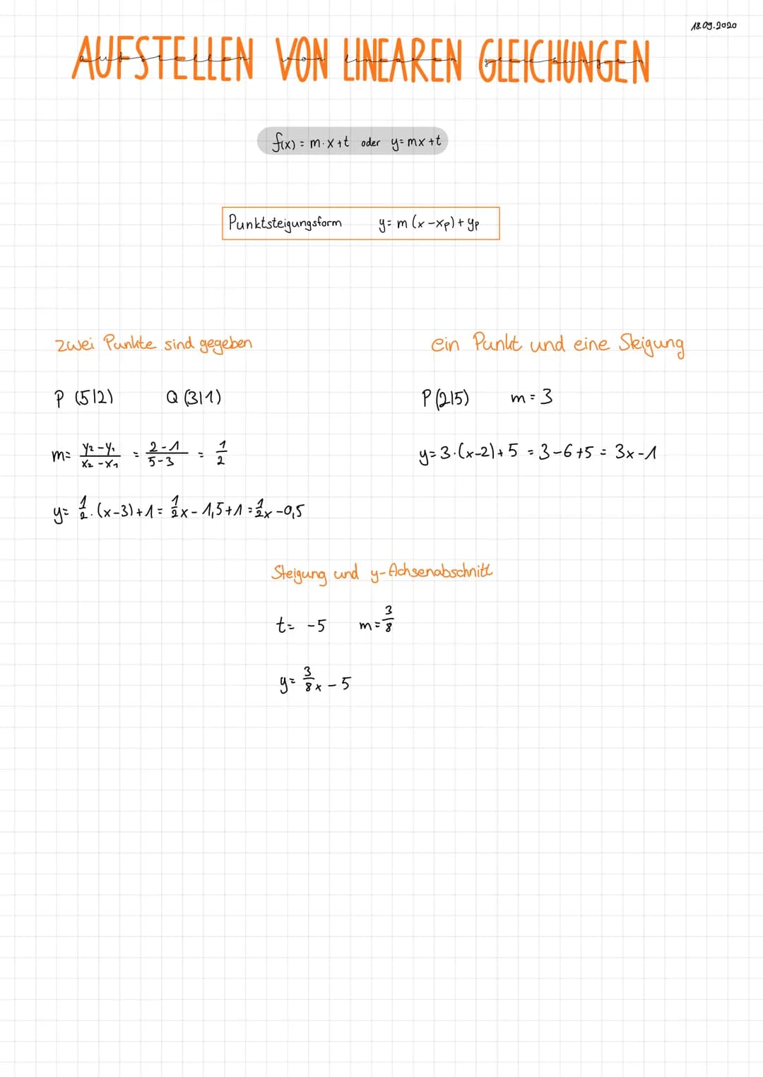 # LINEARE FUNKTIONEN
$f(x) = m \cdot x + t$
Parameter m -> Steigung
Parameter t -> y-Achsenabschnitt
x -> Variable
Nullstelle: Schnittpun