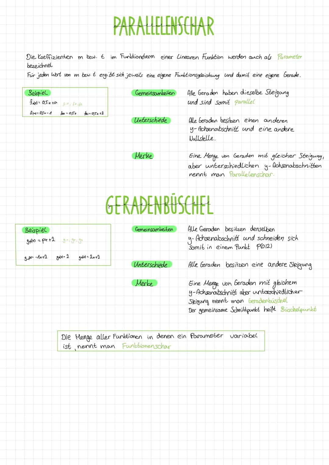 # LINEARE FUNKTIONEN
$f(x) = m \cdot x + t$
Parameter m -> Steigung
Parameter t -> y-Achsenabschnitt
x -> Variable
Nullstelle: Schnittpun