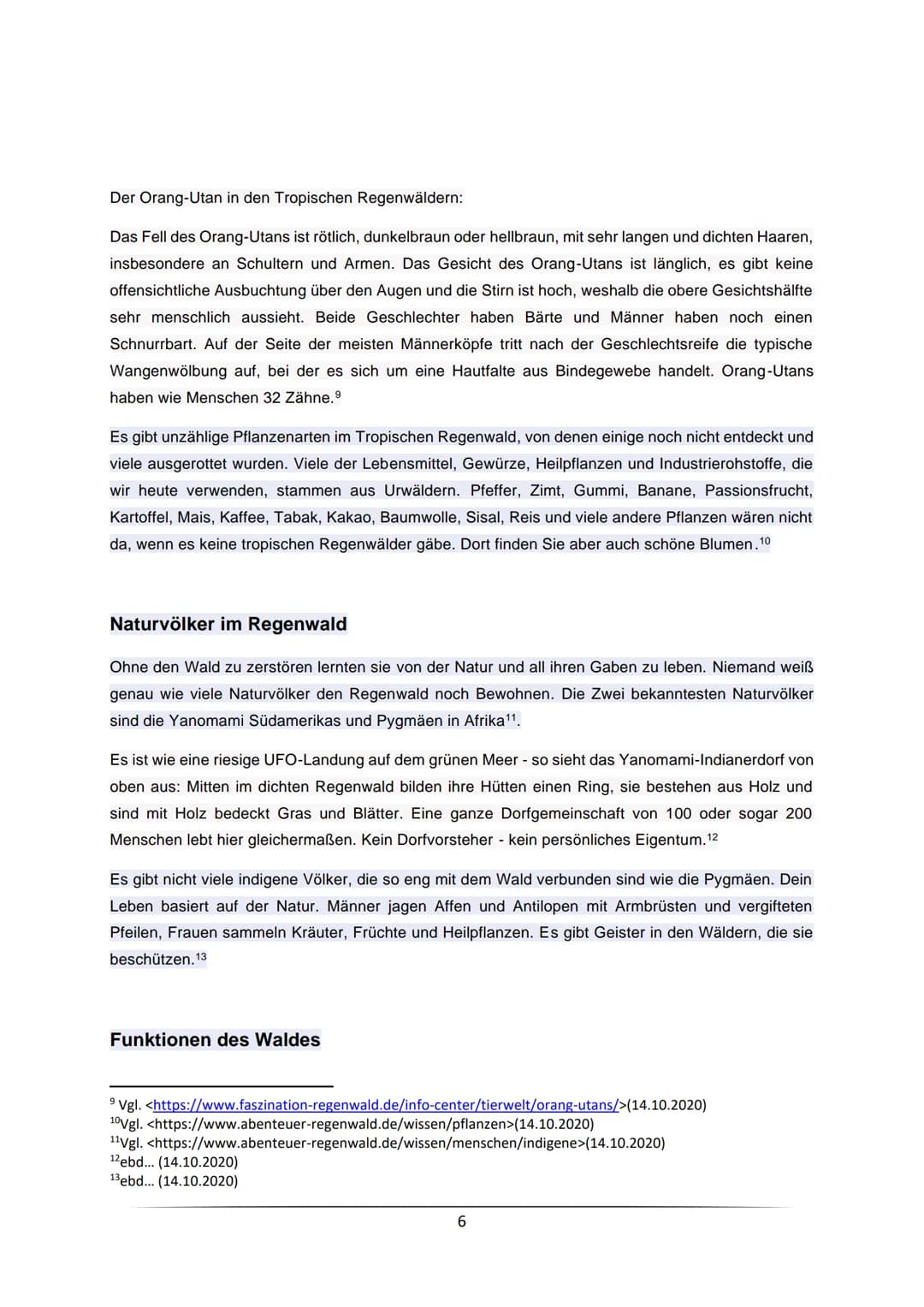 # Hausarbeit im Schuljahr 2020/21
Inwiefern hat der Urwald auf das Klima der Erde einen Einfluss und welche Gefahren sind mit der Zerstörun