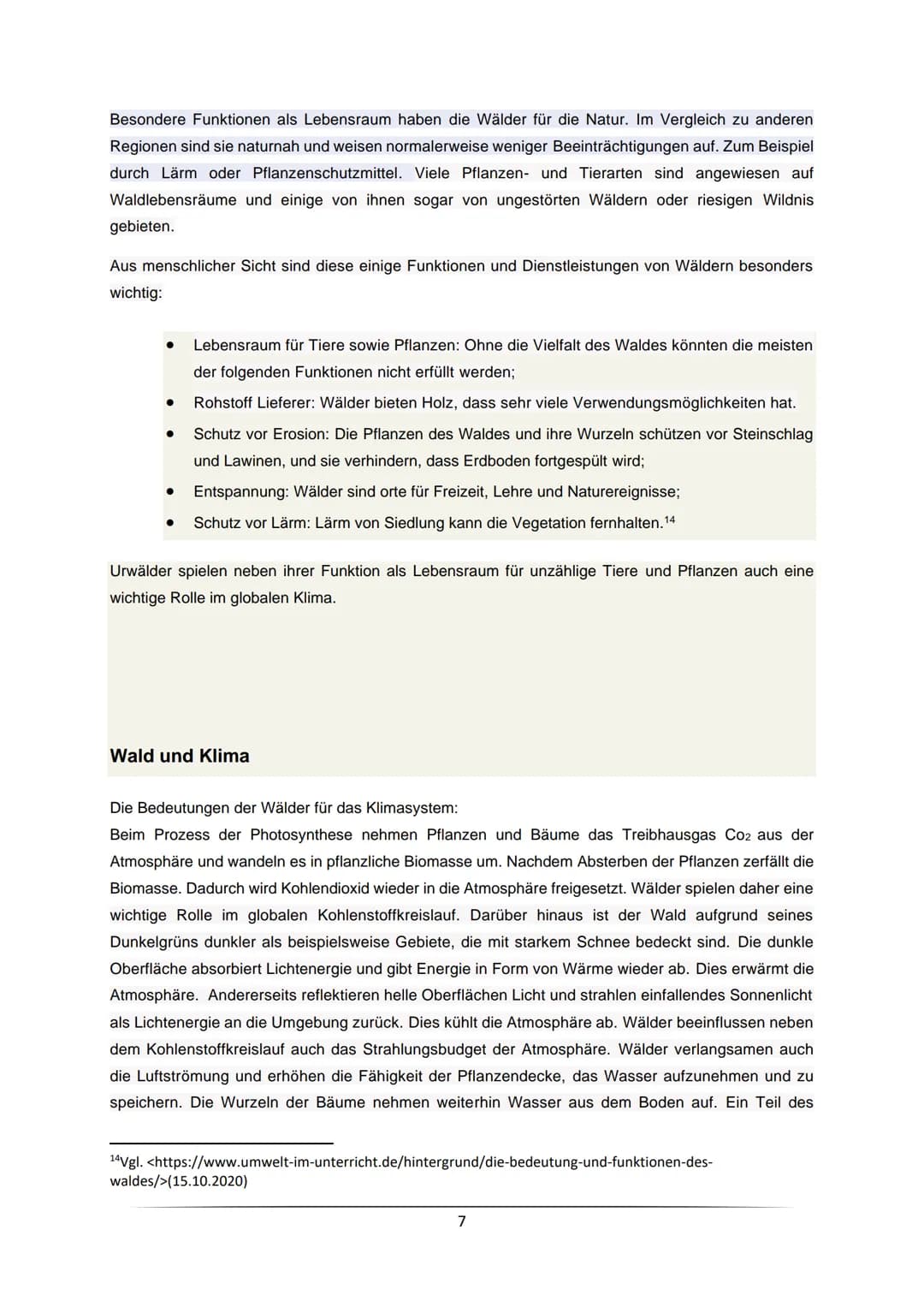 # Hausarbeit im Schuljahr 2020/21
Inwiefern hat der Urwald auf das Klima der Erde einen Einfluss und welche Gefahren sind mit der Zerstörun