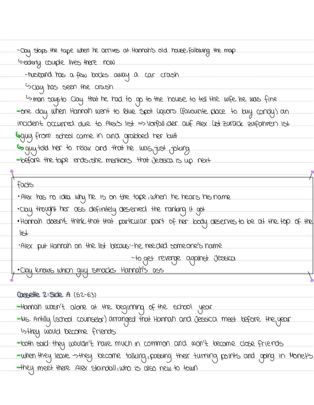 # CHAPTER SUMMARIES
Prologue (11-13)
-Clay Jensen is at the post office mailing out Hannah's tapes to the next person on the list: Jenny
-w