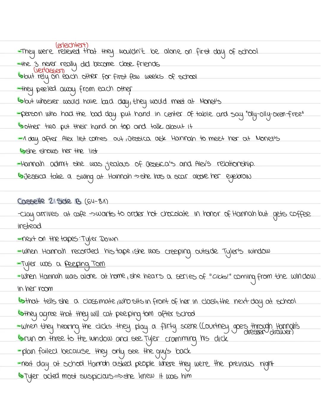 # CHAPTER SUMMARIES
Prologue (11-13)
-Clay Jensen is at the post office mailing out Hannah's tapes to the next person on the list: Jenny
-w