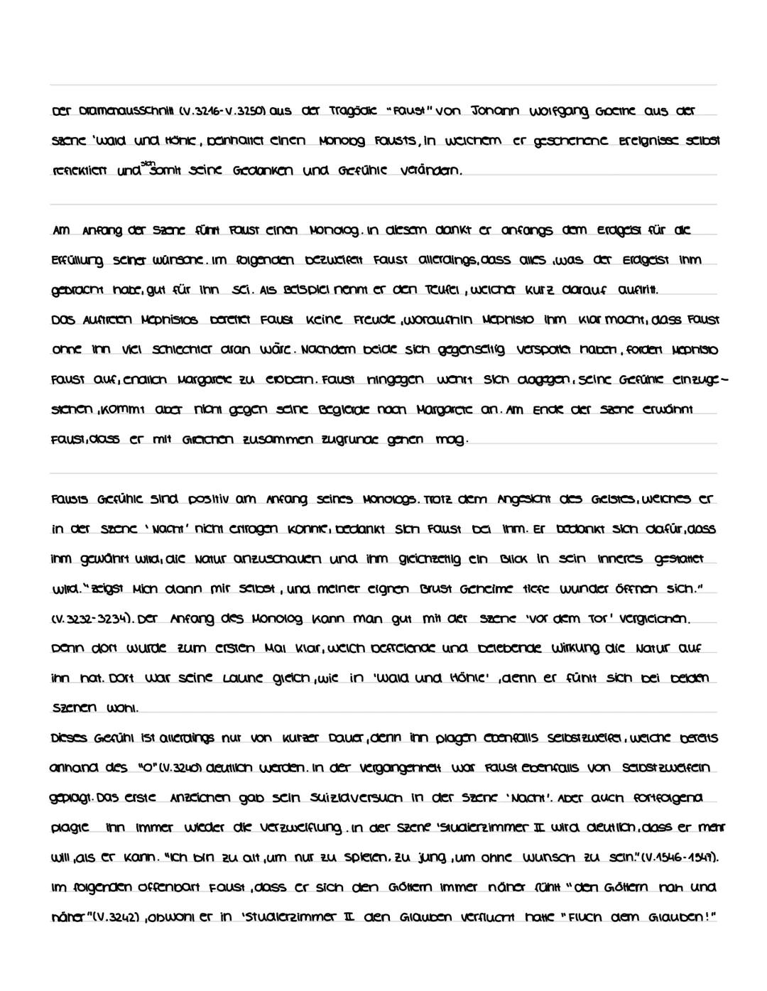 cer Dramanausschnitt (V.3216-V.3250) aus der Tragödie "Faust" von Johann Wolfgang Goethe aus der
szene 'wald und Hönk, beinhaltet einen Mono